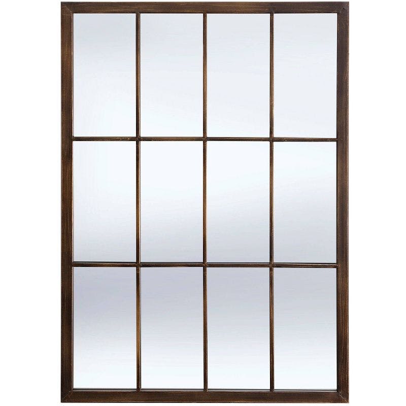Bradley Transitional Bronze Metal Rectangular Window Pane Wall Mirror