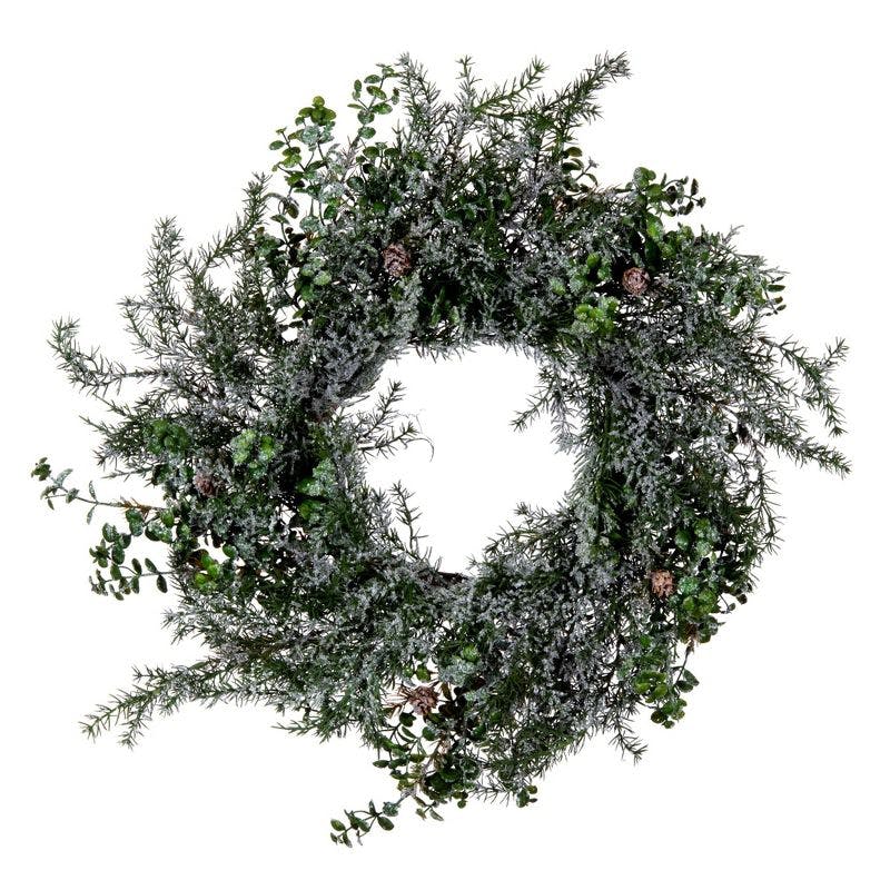 Frosted Eucalyptus & Pine Cone 23" Outdoor Christmas Wreath
