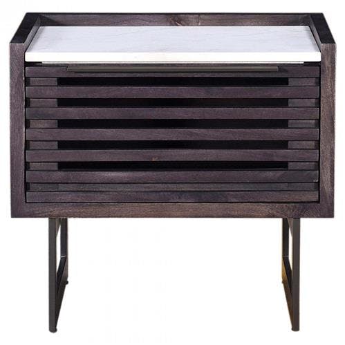 Paloma Gray and White Marble Top 1 Drawer Nightstand
