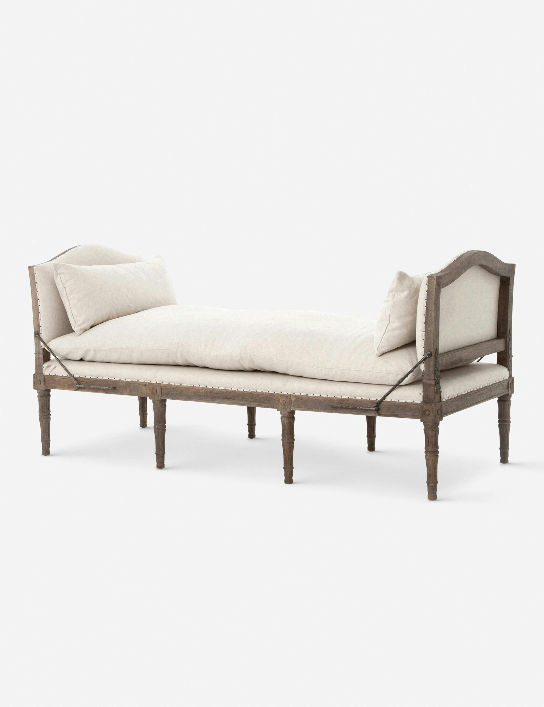 Harbor Natural Handcrafted Wood Chaise with Ivory Cushions
