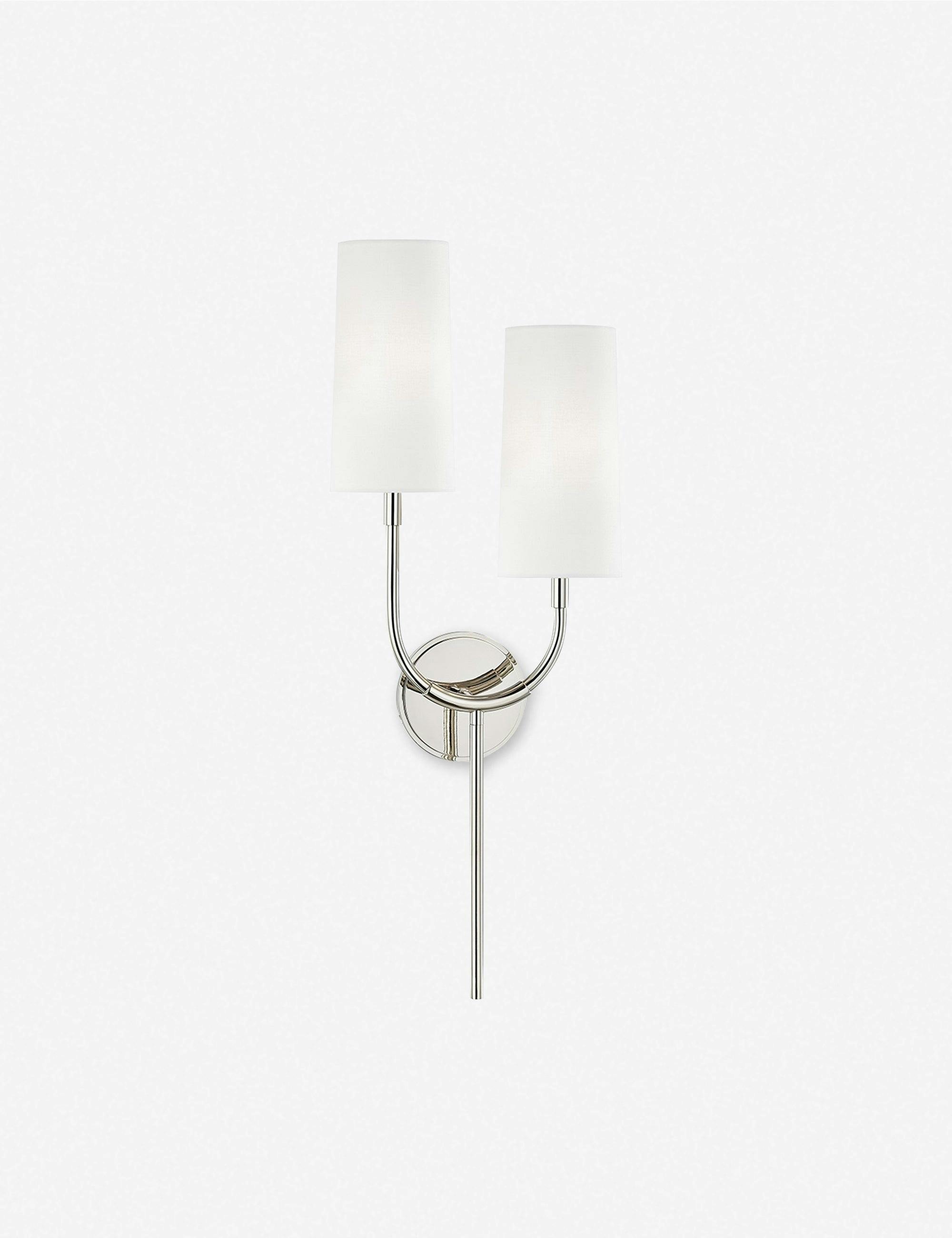 Elysian 2-Light Polished Nickel Sconce with Linen Shades