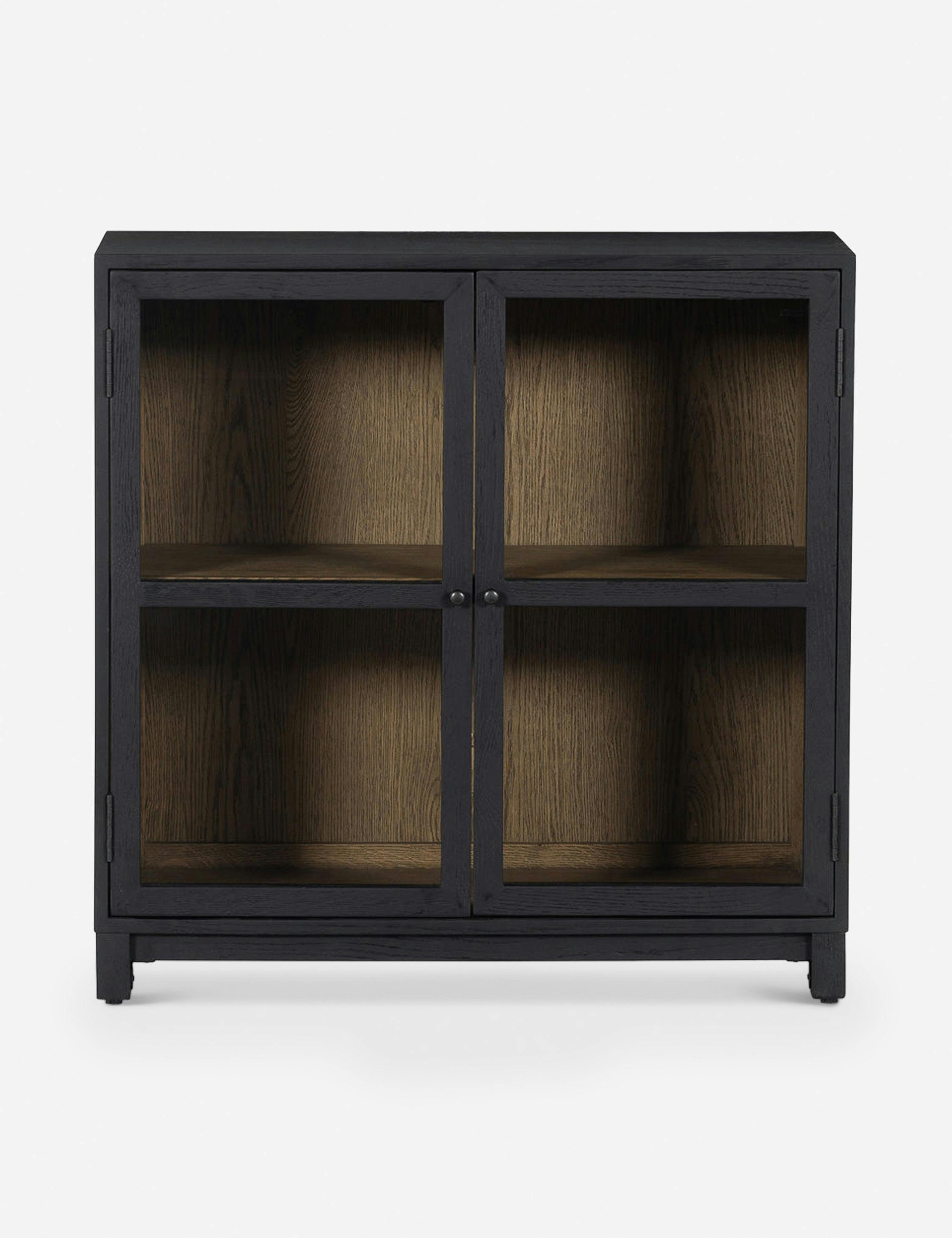 Contemporary Black Oak Display Cabinet with Adjustable Shelving