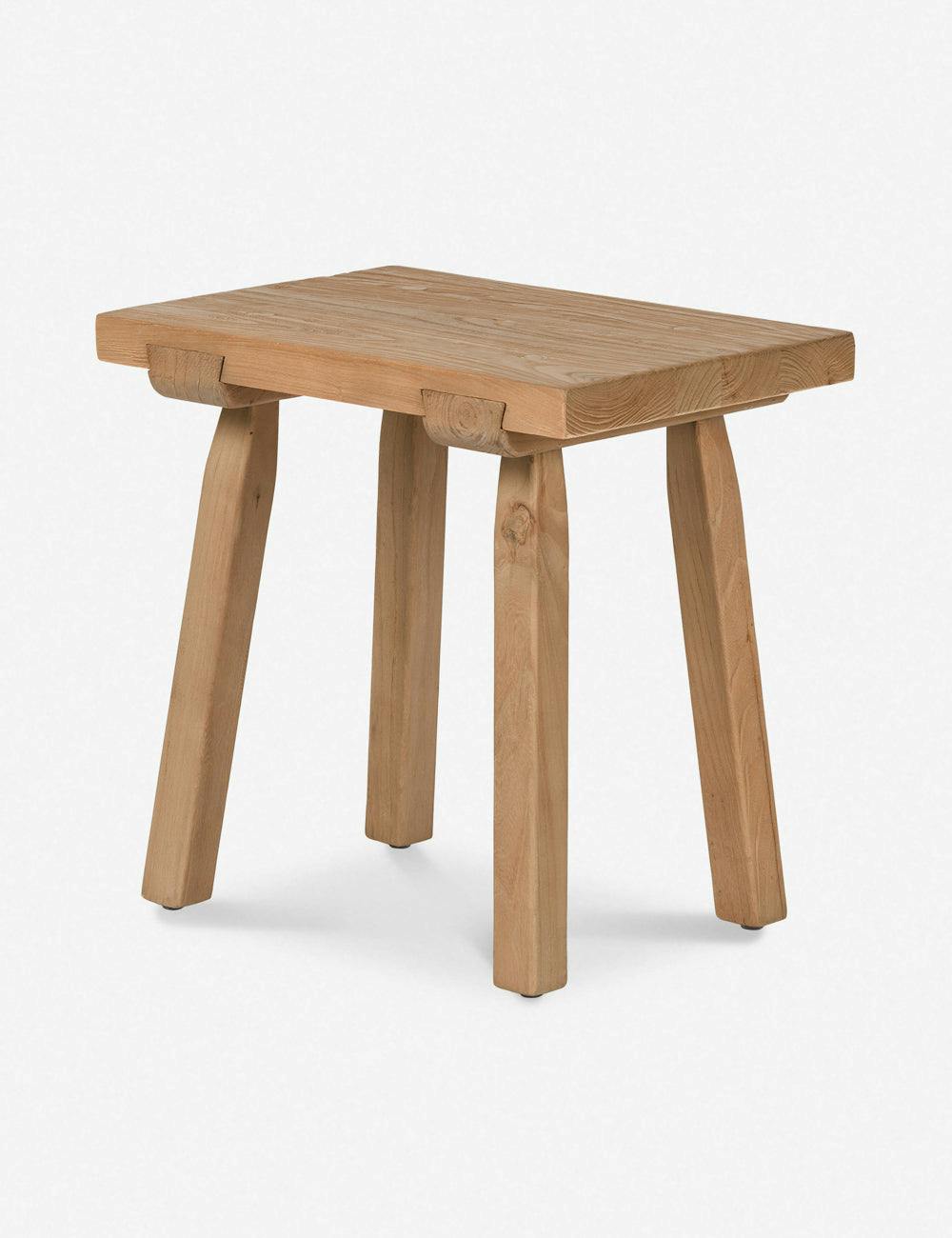 Rustic Elmwood Tapered Leg French Farmhouse Stool - Natural