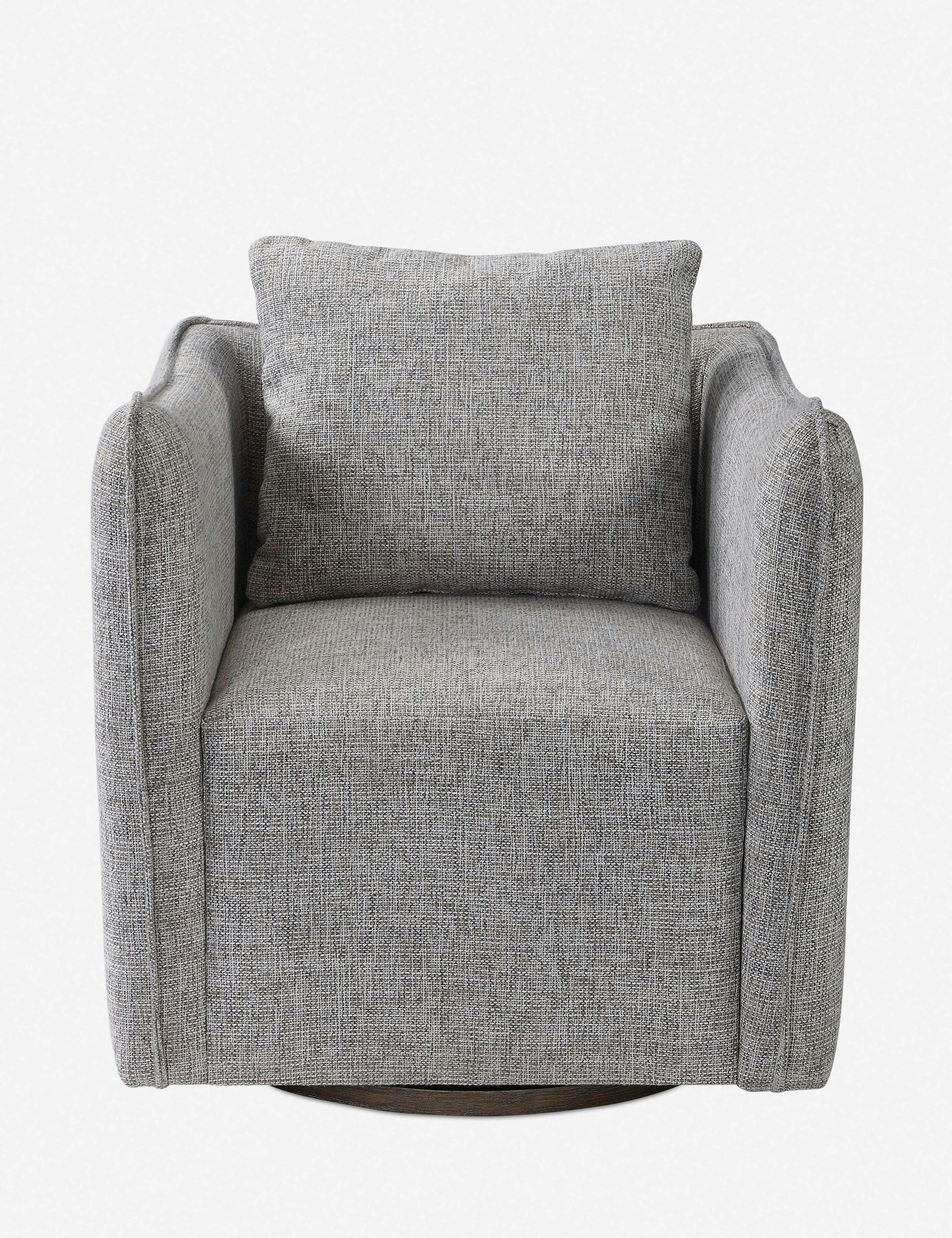 Corben Transitional Gray Linen Blend Swivel Accent Chair