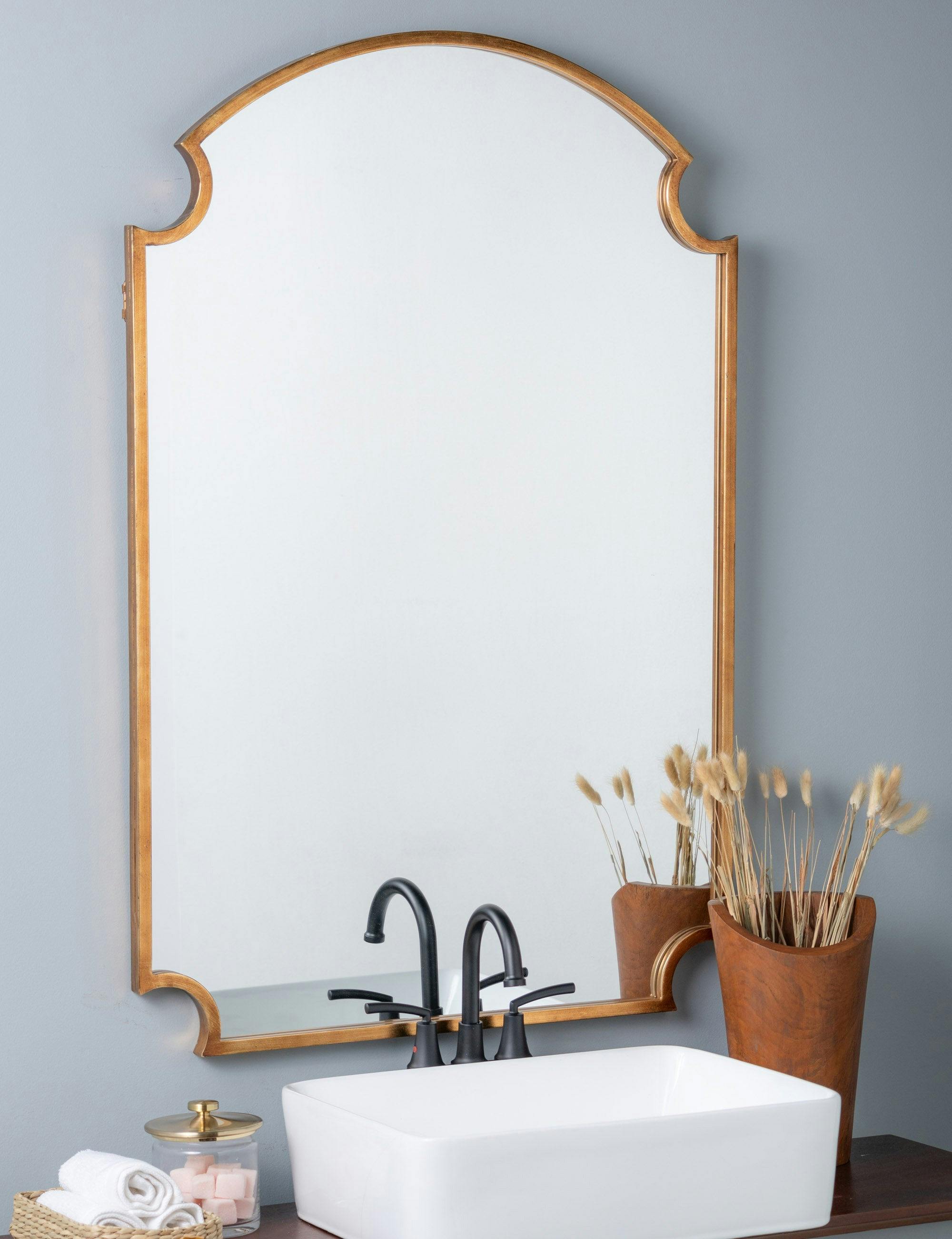 Luxurious Gold Leaf Rectangular Wood Wall Mirror