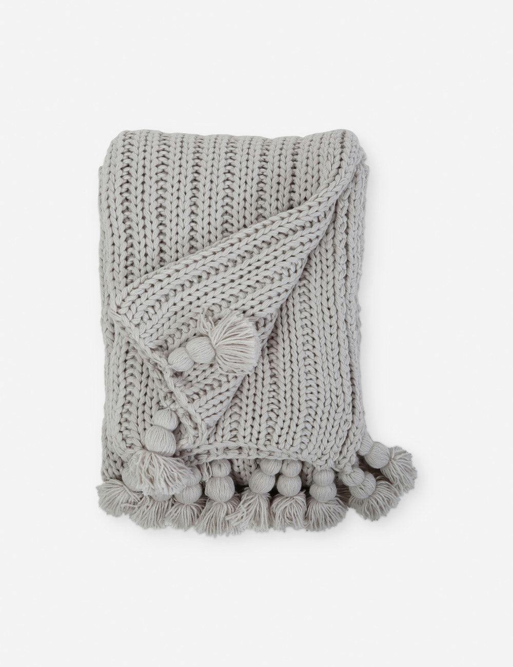 Anacapa Light Gray Chunky Knit Oversized Throw with Tassels