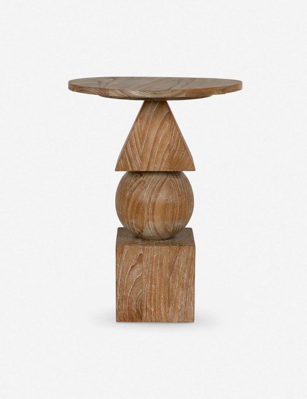 Carrara Marble & Mindi Wood Rectangular Side Table