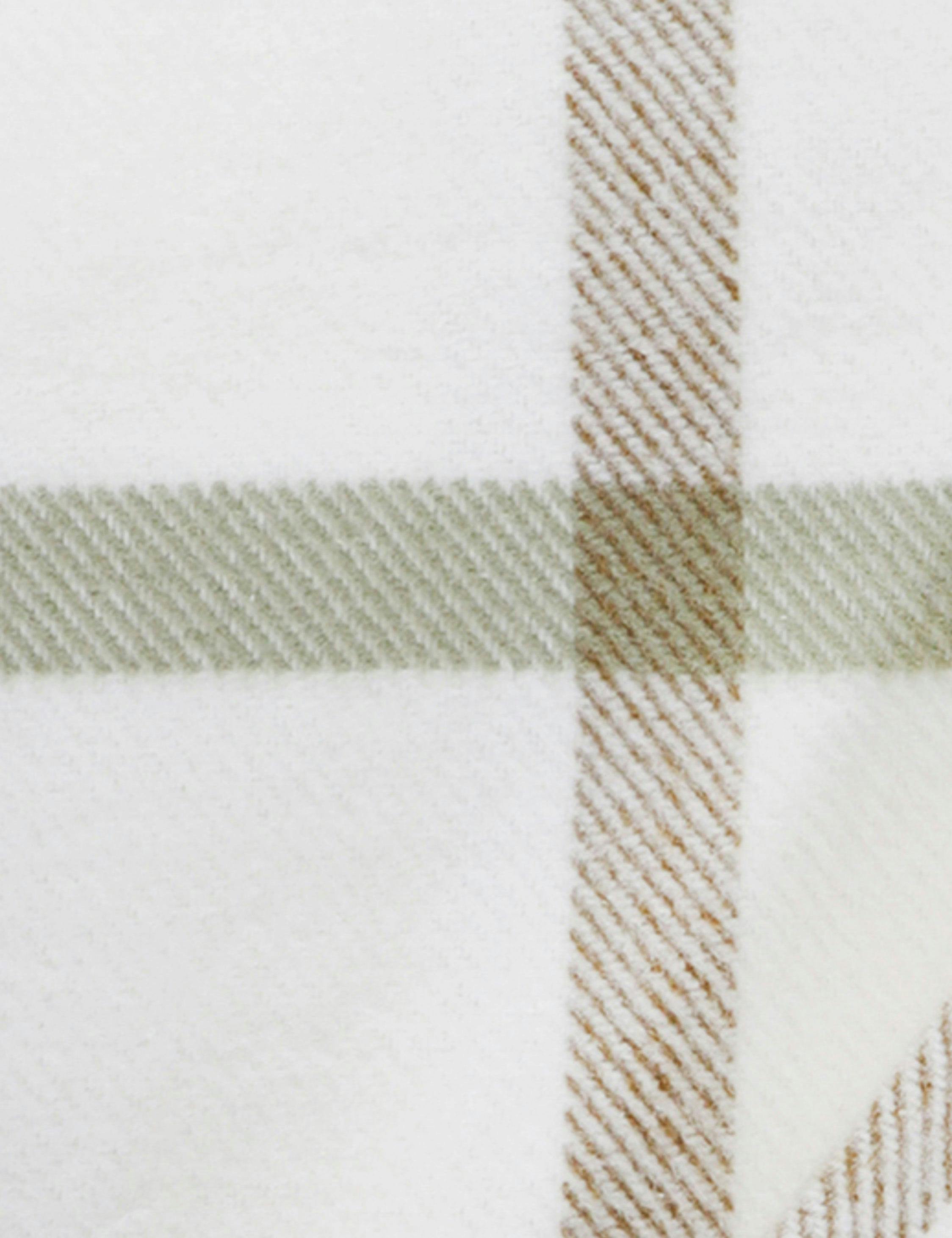 Copenhagen Lightweight Brushed Cotton Throw - White and Olive