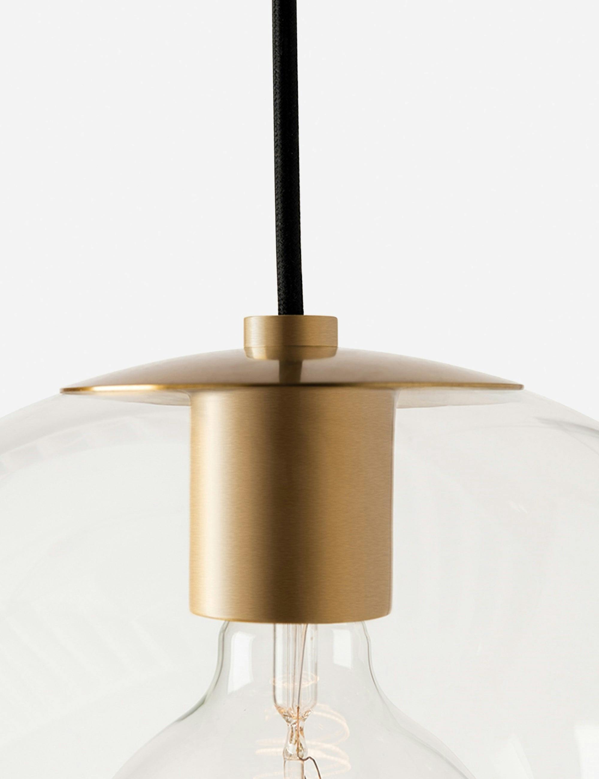 Aged Brass Globe Pendant Light with Clear Glass Shade