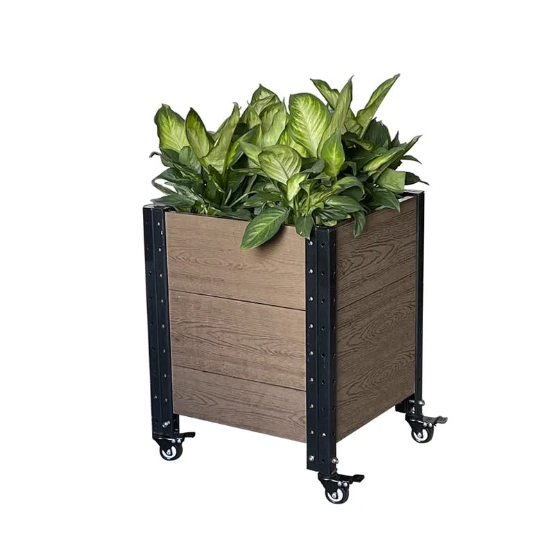 Everbloom 24" Elevated Mobile Corner Planter Box in Brown