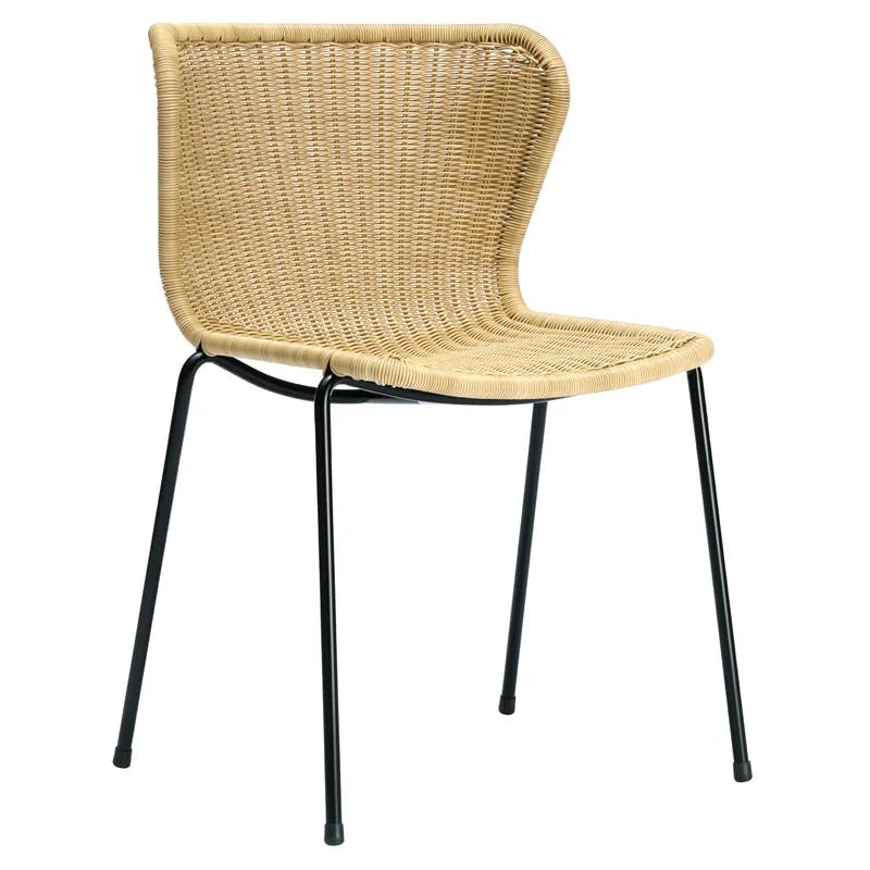 Yasakawa Inspired Wheat Polypropylene Wicker Outdoor Dining Chair