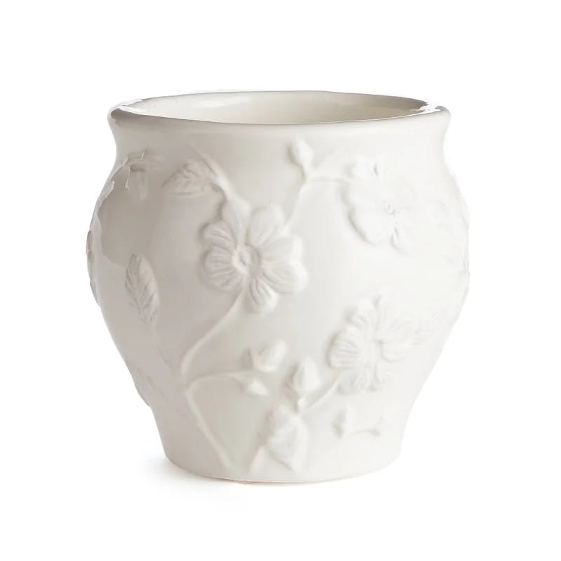 Blossom Bright White Handcrafted Clay Planter 9"