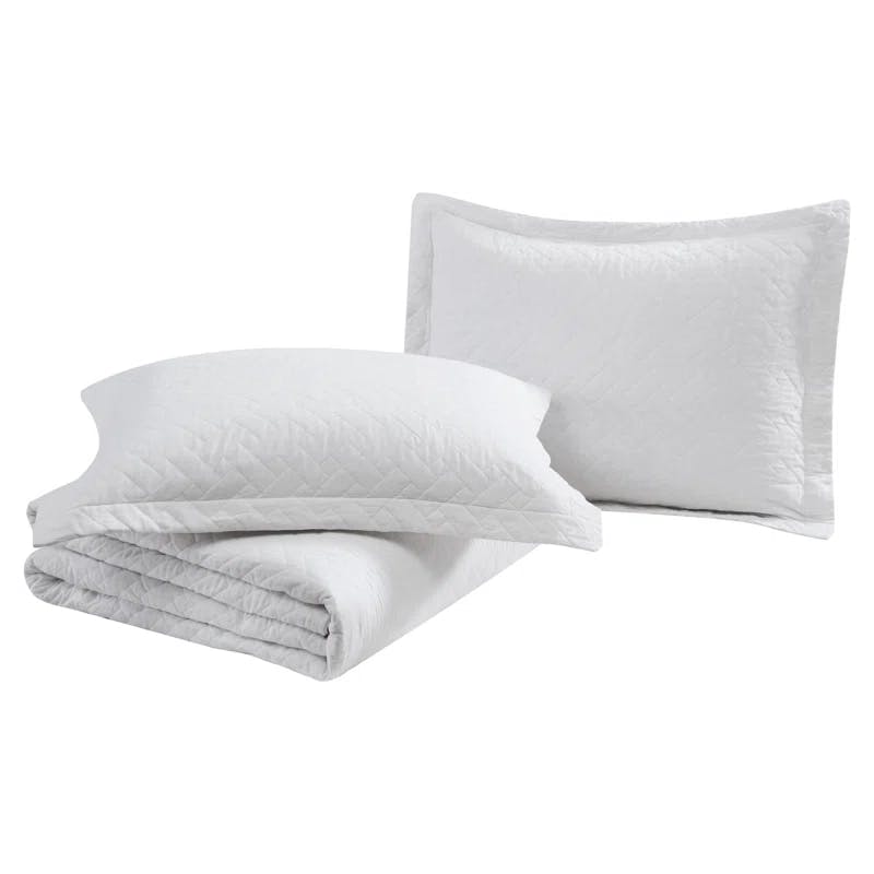 Coastal Breeze White Cotton Full/Queen Reversible Quilt Set