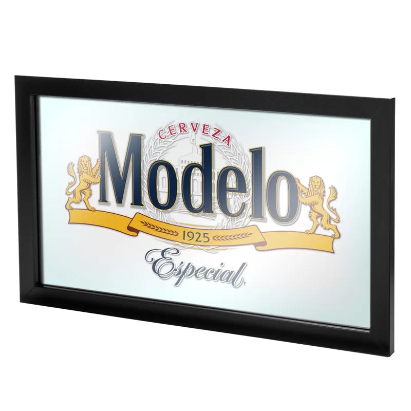Classic Modelo Framed Logo Accent Mirror in Gold and Black