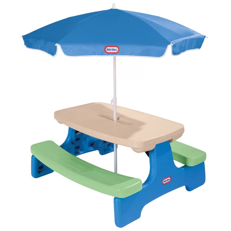 Little Tikes Easy Store Kids Picnic Table with Sunshade Umbrella