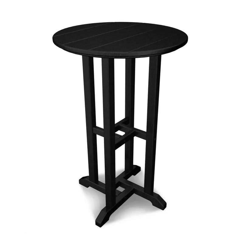 POLYWOOD Traditional 24" Round Black Counter Bistro Table