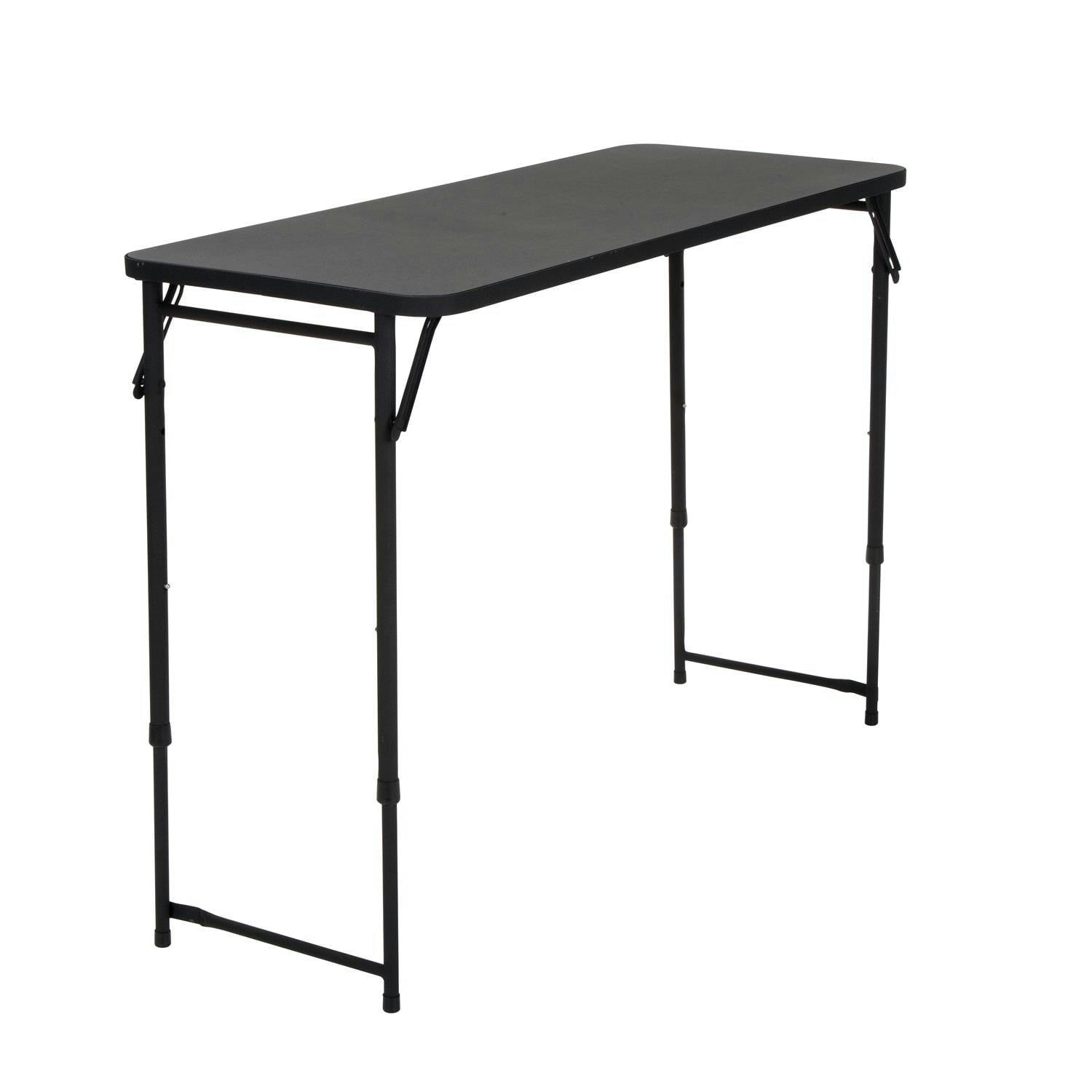 Adjustable Height Black PVC Multipurpose Folding Table 20" x 48"