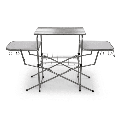 Silver Deluxe 32" Portable Folding Grill Table with Carrying Case