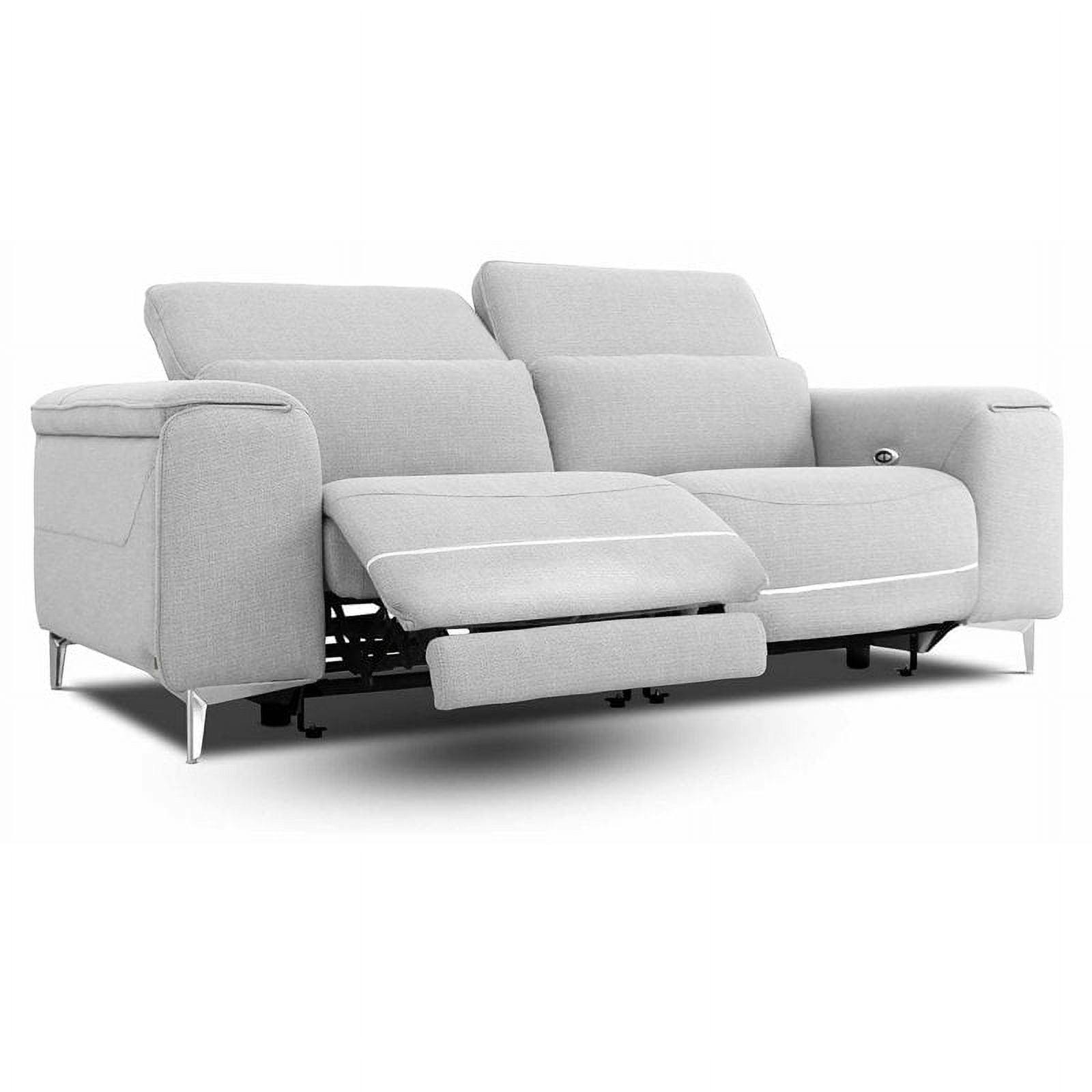 Modern Gray Polyester Loveseat with Electric Recliners and Adjustable Headrests