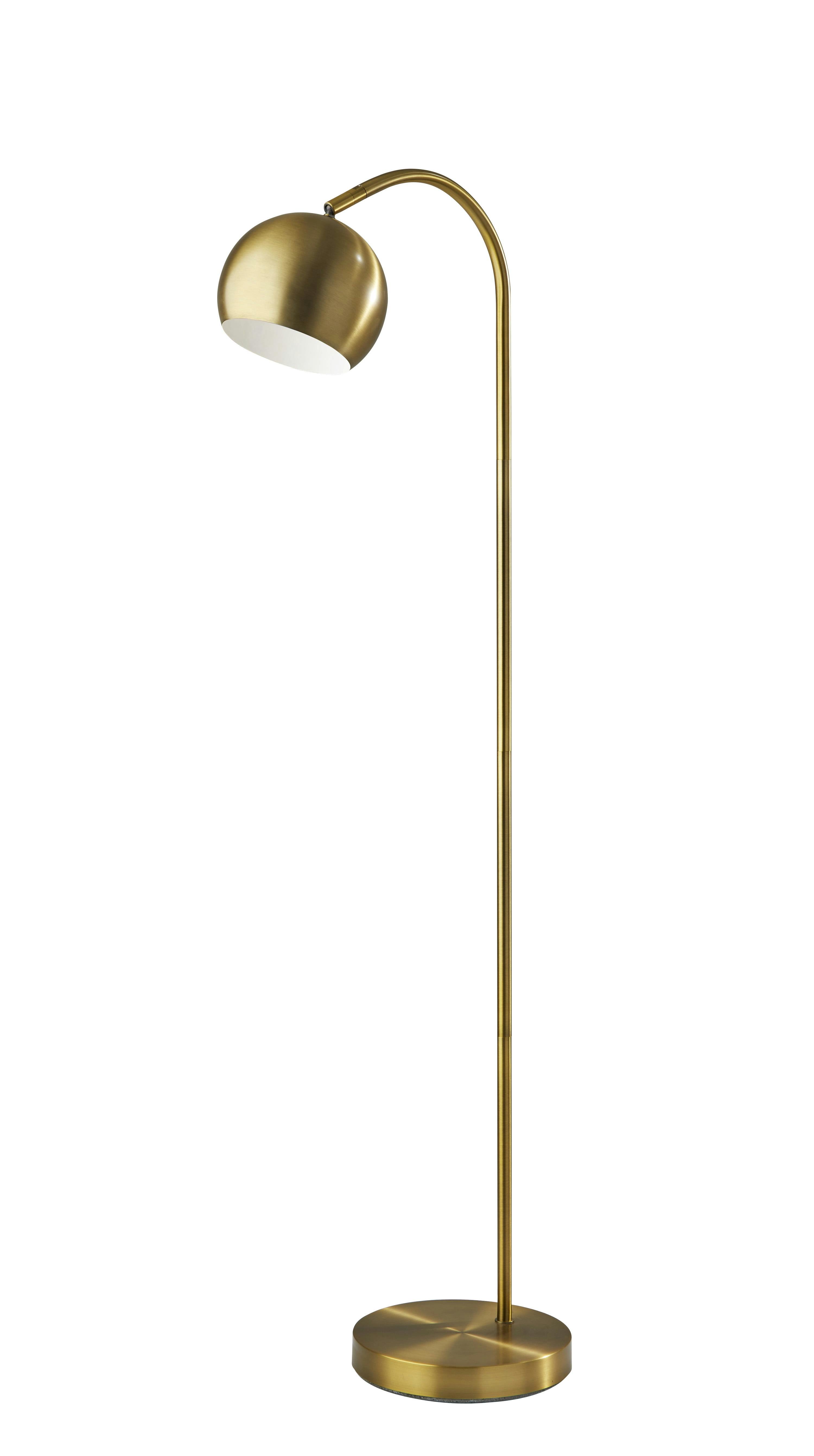Arcadian Antique Brass Globe Floor Lamp with Adjustable Arc