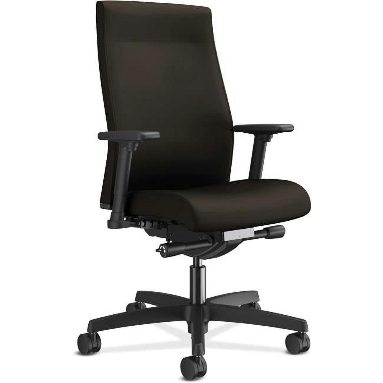 Ignition Adjustable Espresso Fabric Task Chair with Black Plastic Base