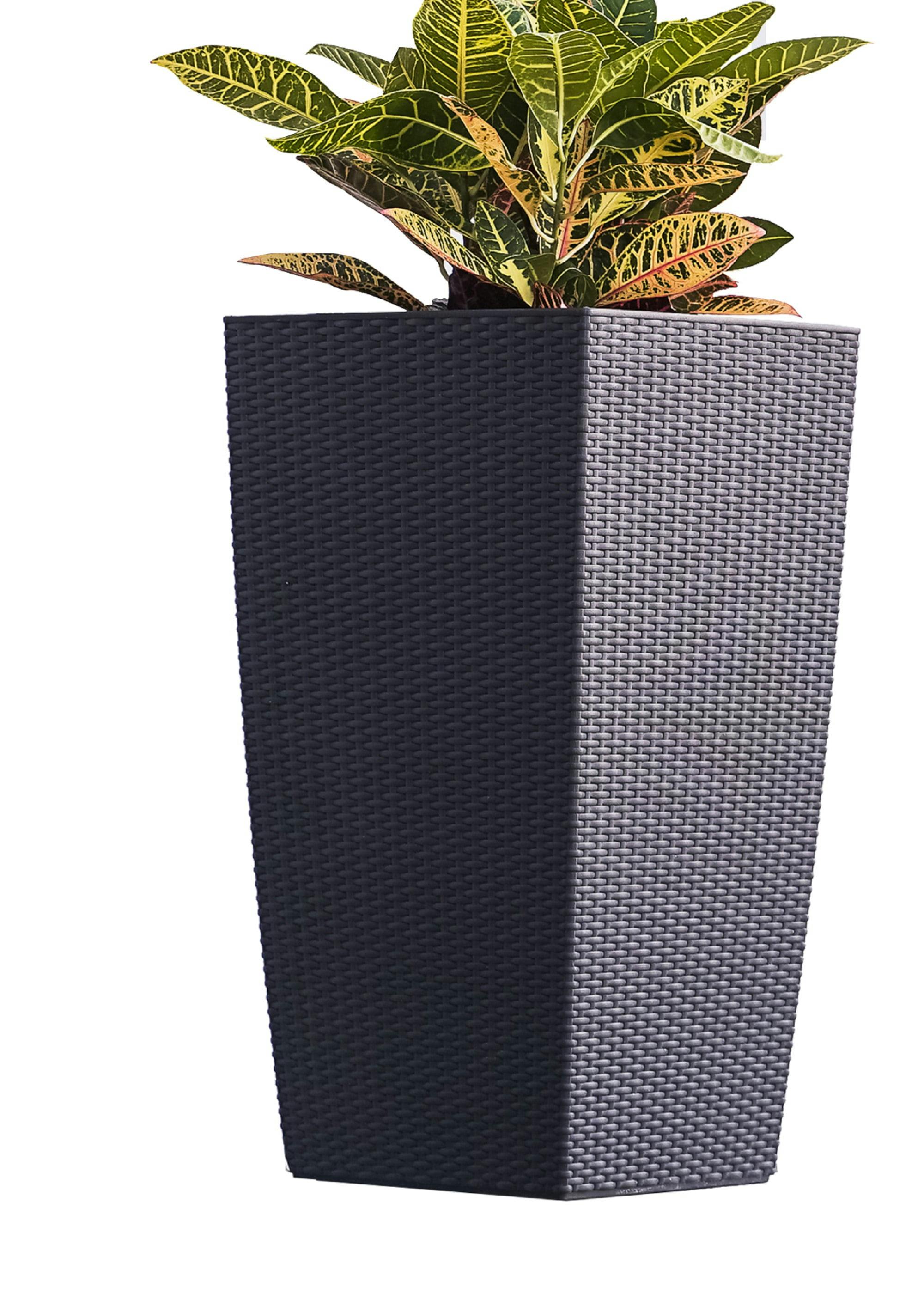 XBrand 30" Black Rattan Self-Watering Square Planter for Indoors & Outdoors