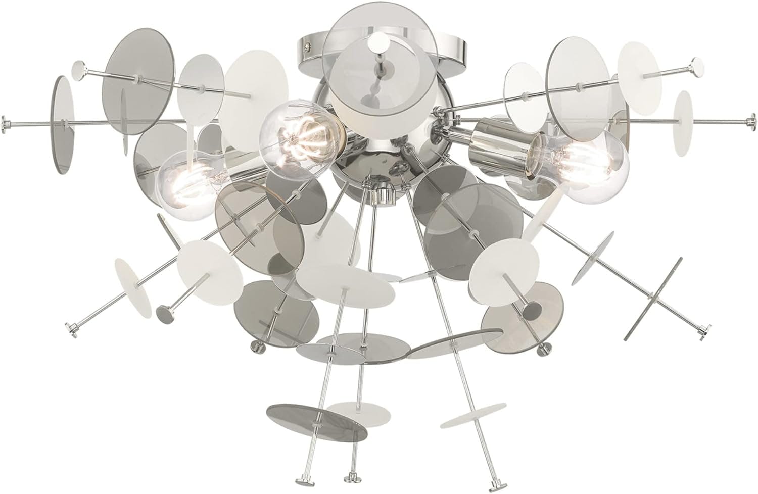 Circulo Polished Chrome 4-Light Ceiling Mount with Geometric Glass Discs