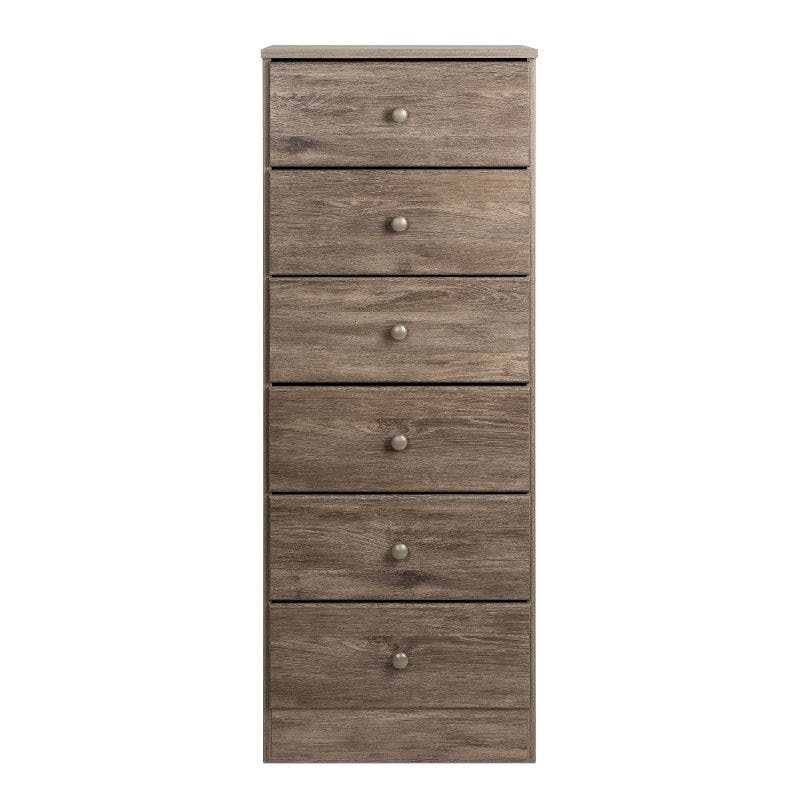 Astrid Drifted Gray Tall 6-Drawer Dresser with Acrylic Knobs
