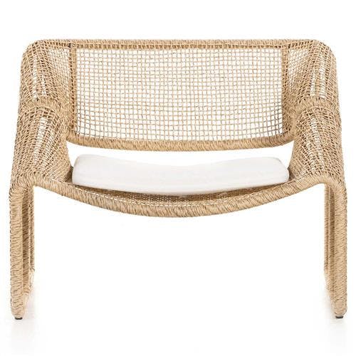 Selma Contemporary Brown & White Outdoor Chair with Cushions