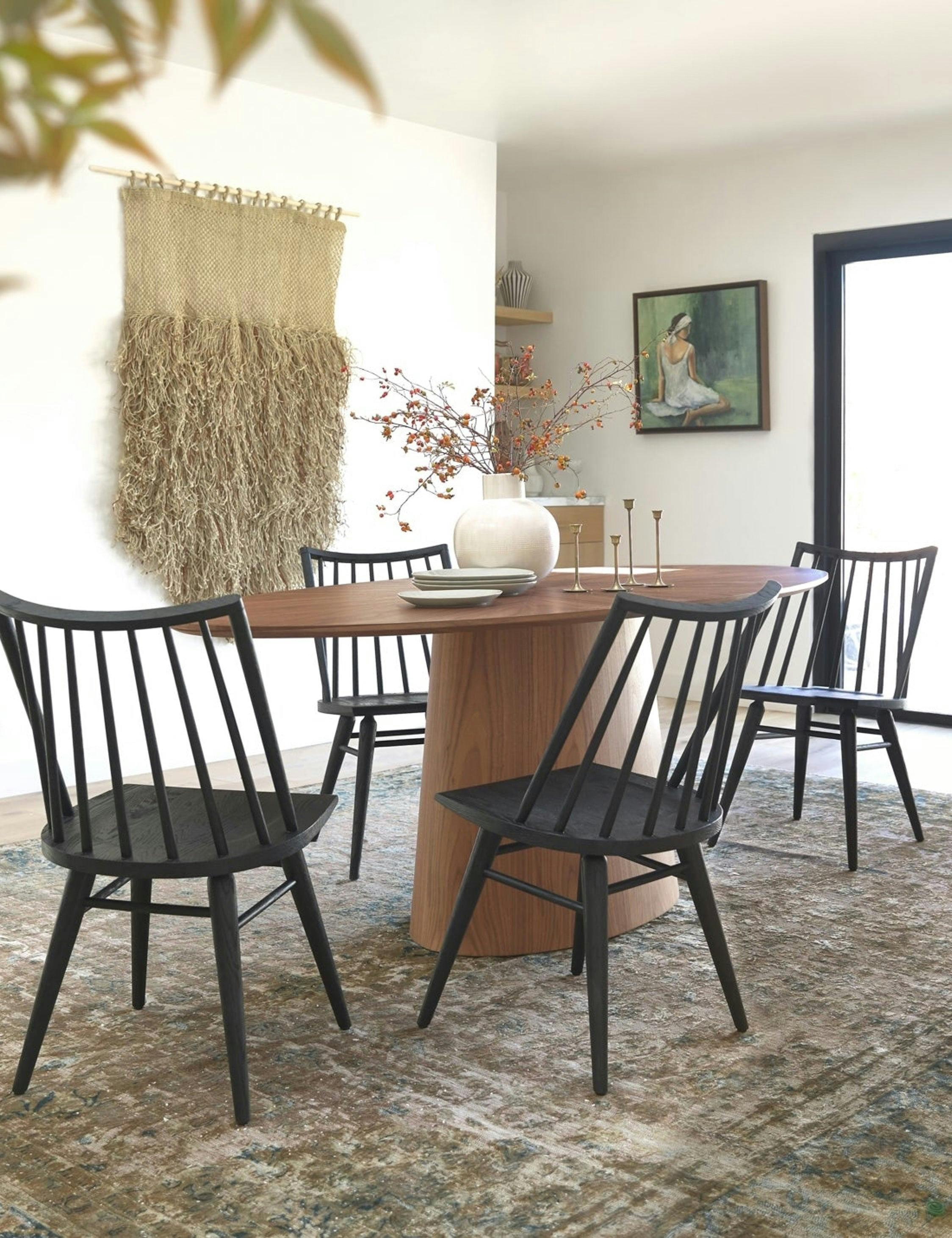 Contemporary Mid-Century Walnut Oval Dining Table, Seats Eight