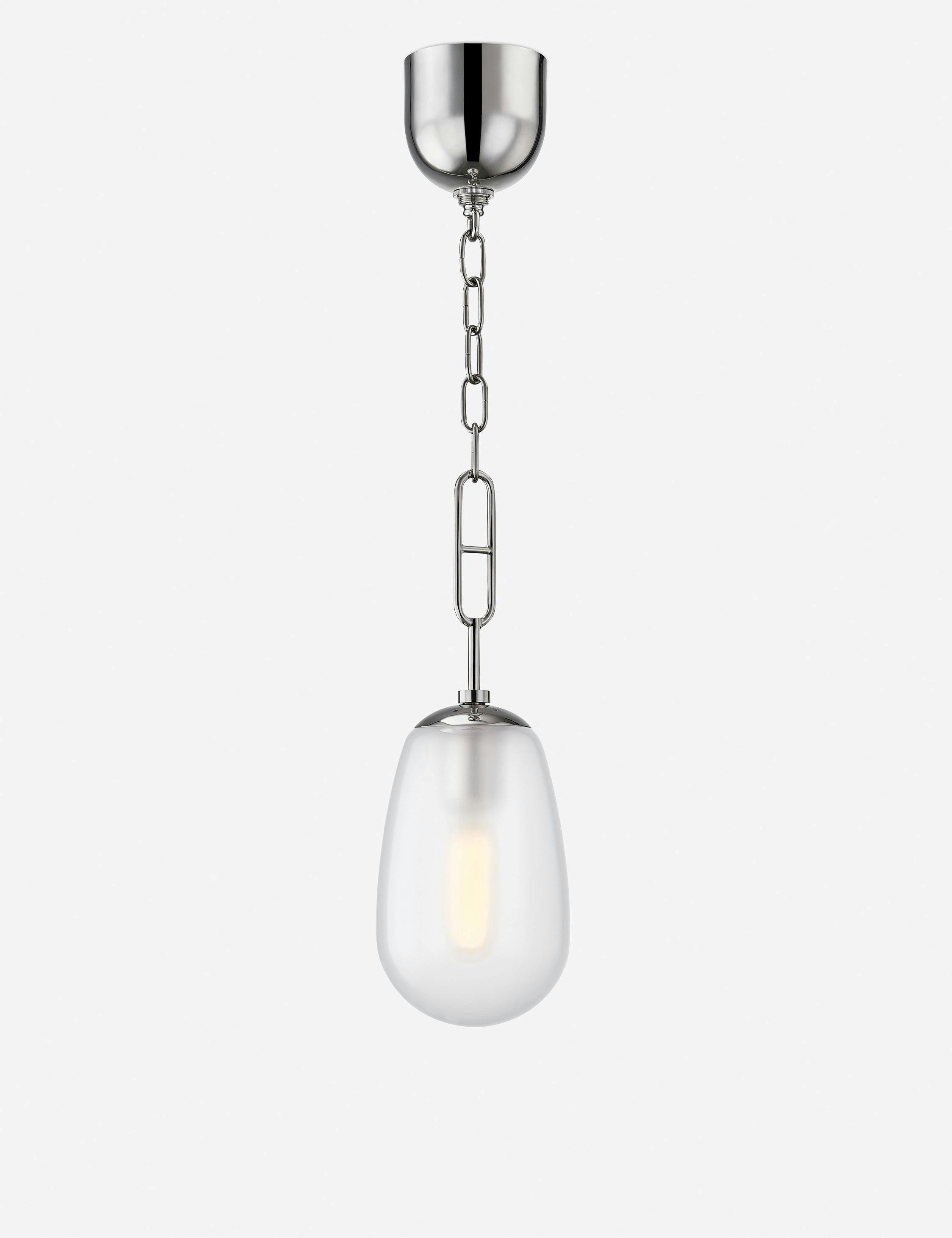 Elegant Polished Nickel 1-Light Pendant with Clear Crystal Glass