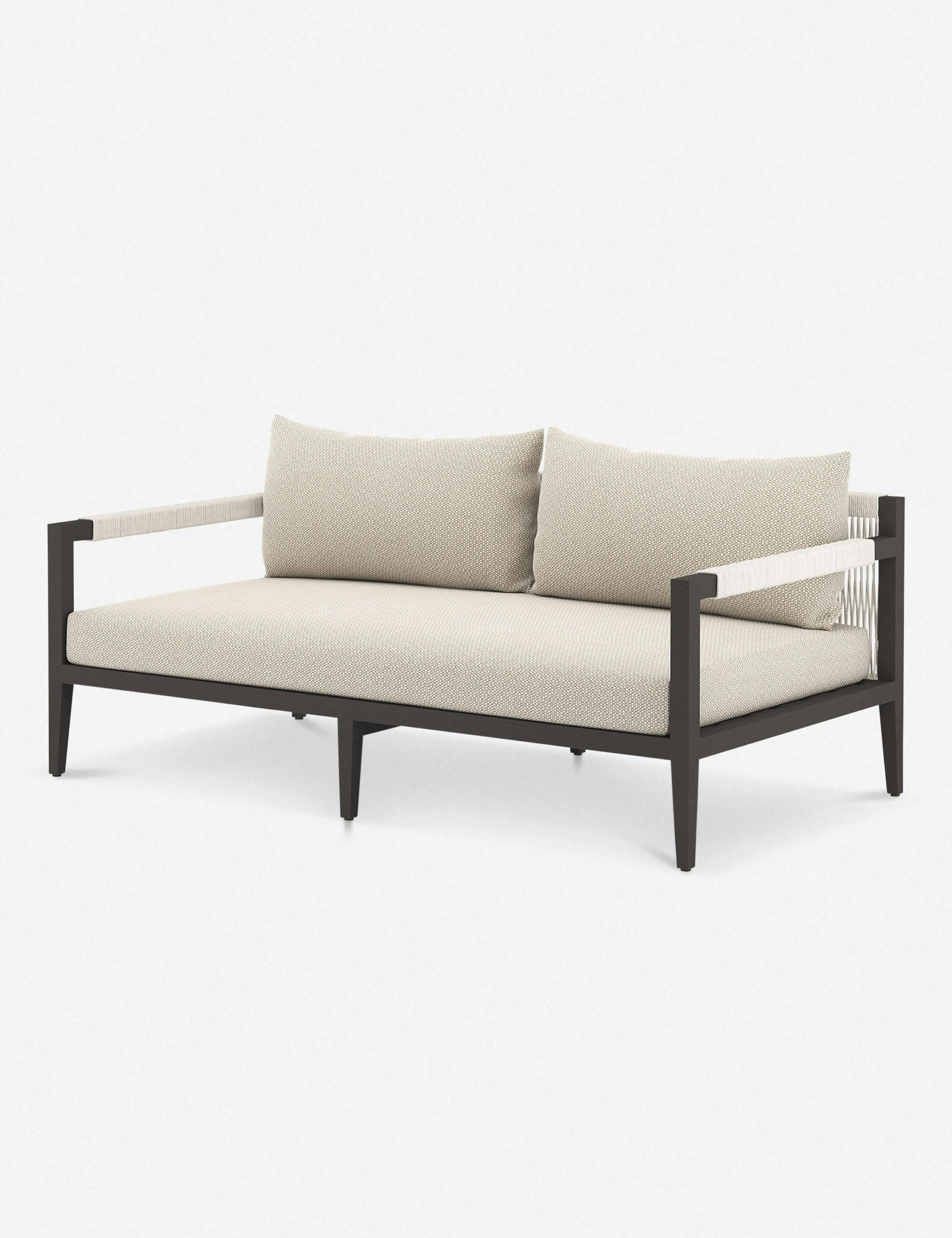 Cadenza 63" Bronze/Sand Contemporary Metal Sectional Sofa
