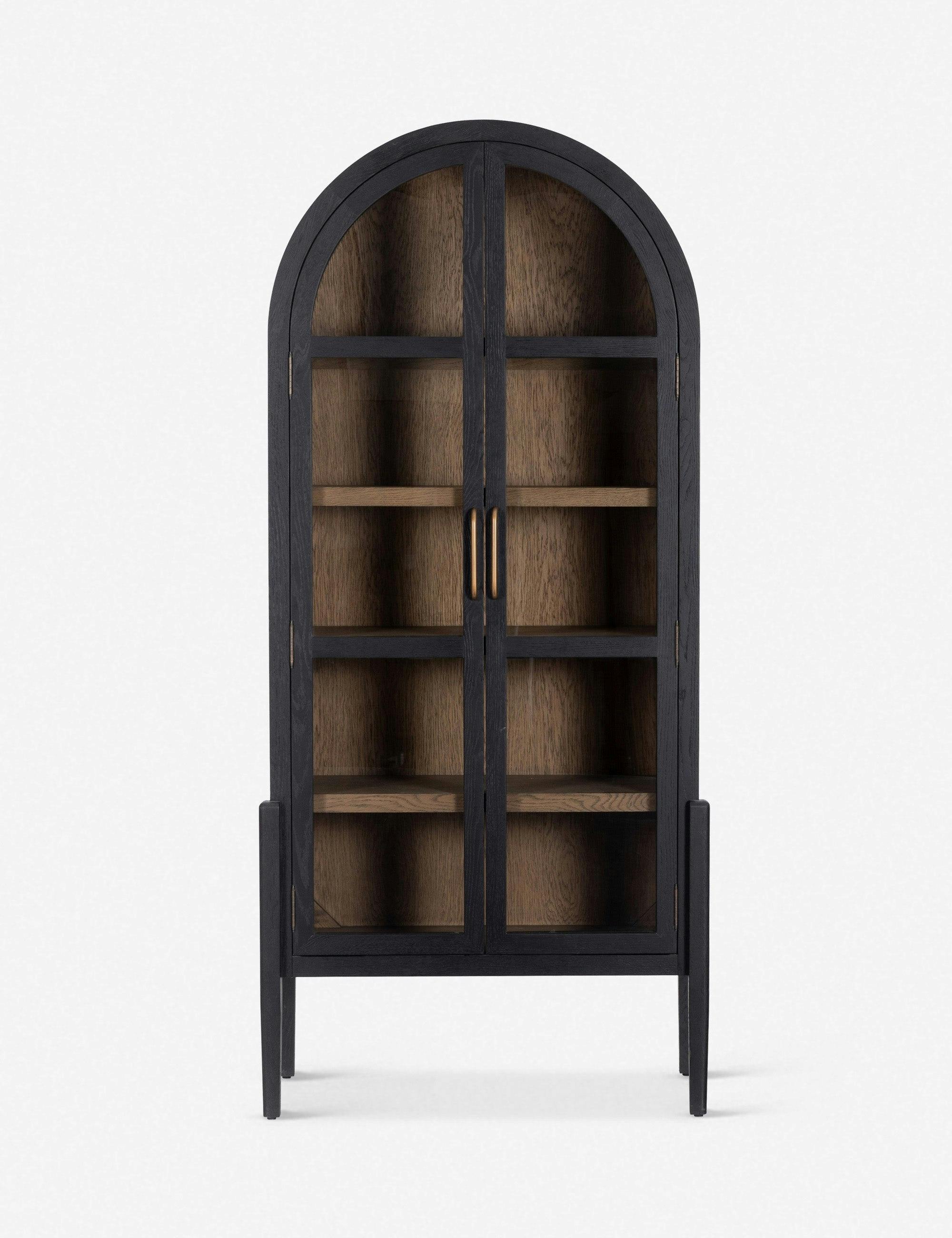 Contemporary Black Solid Oak 38" Adjustable Shelving Curio Cabinet