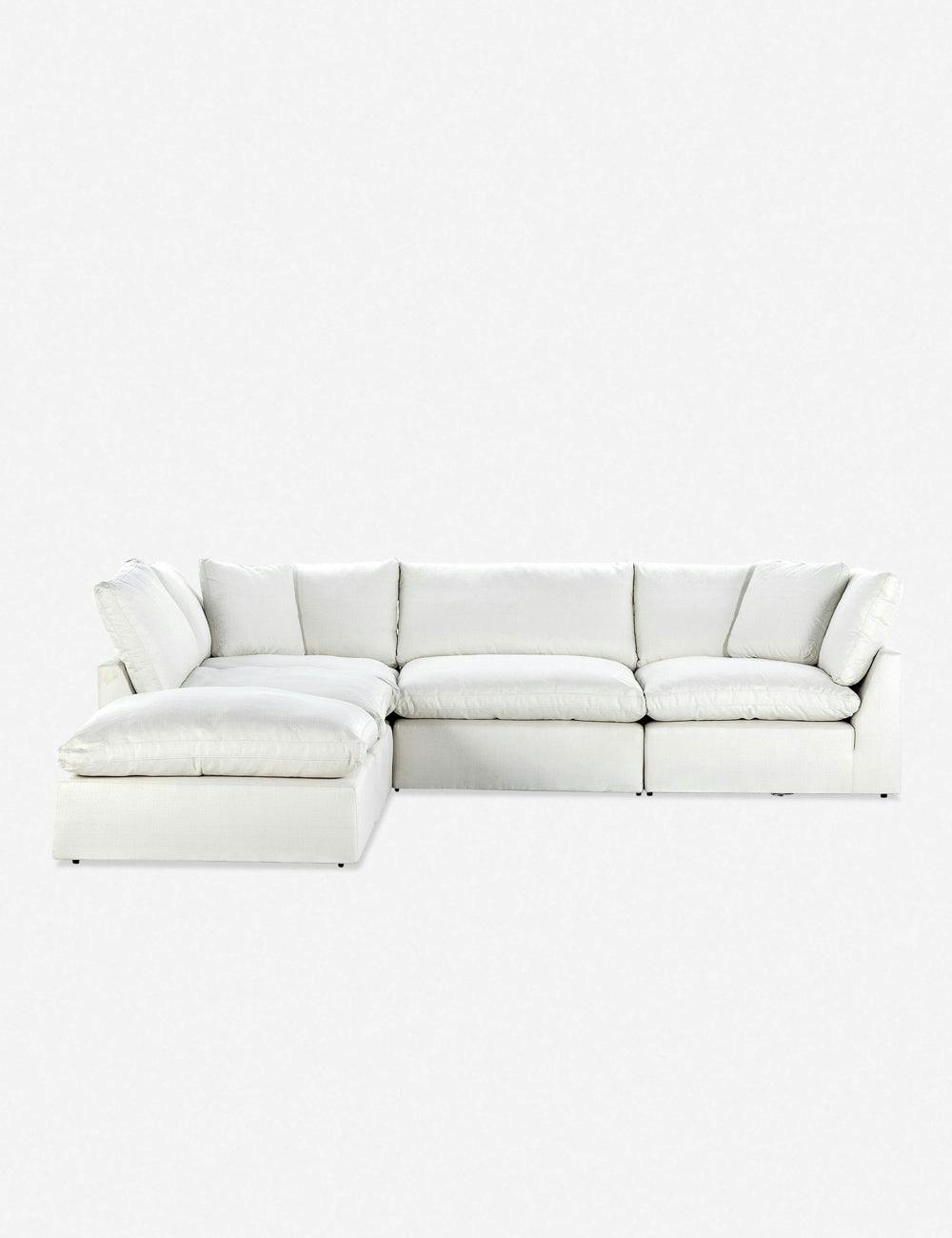 Anders Ivory 4-Piece Track Arm Sectional with Ottoman