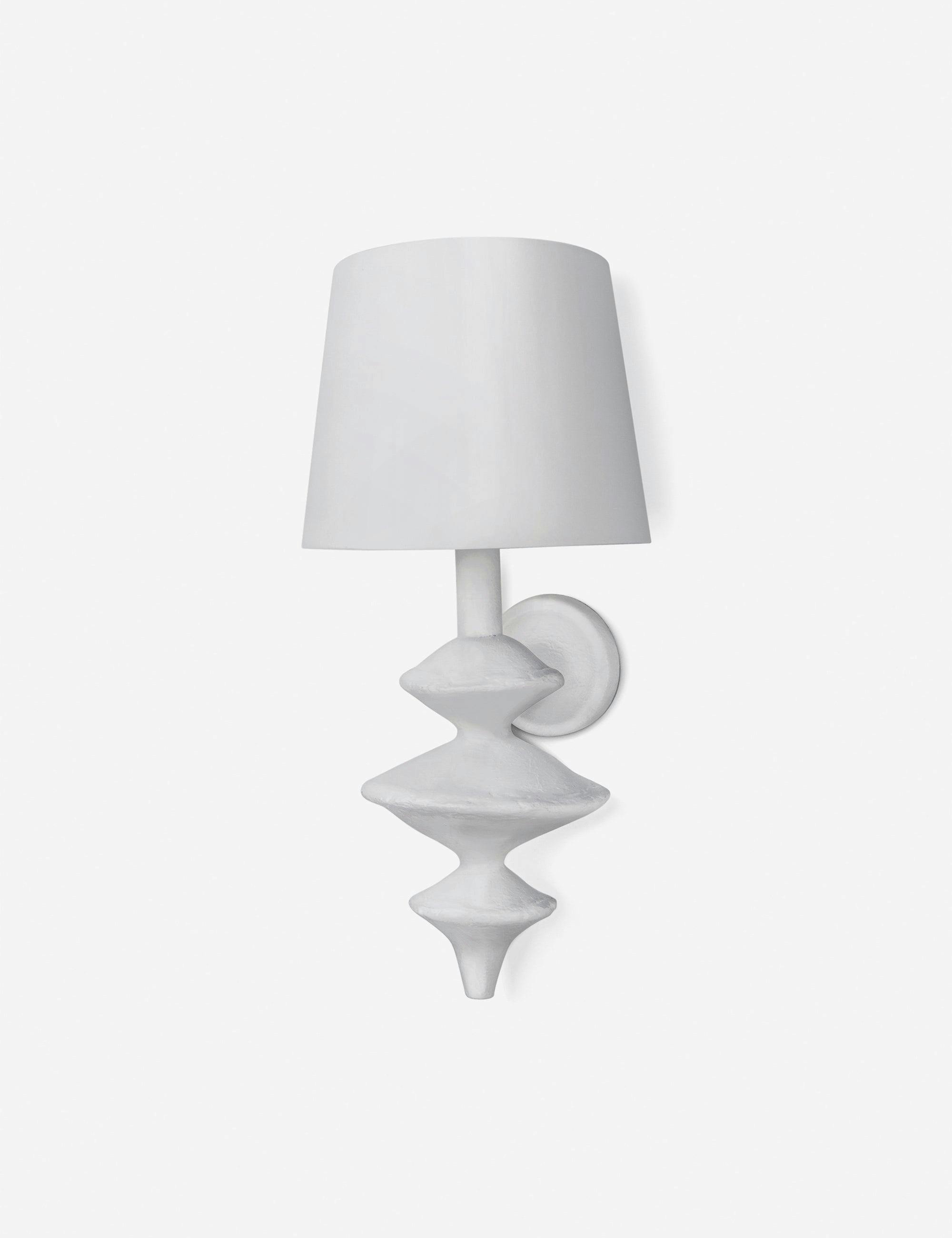 Matte White Linen-Shade Dimmable Steel Wall Sconce