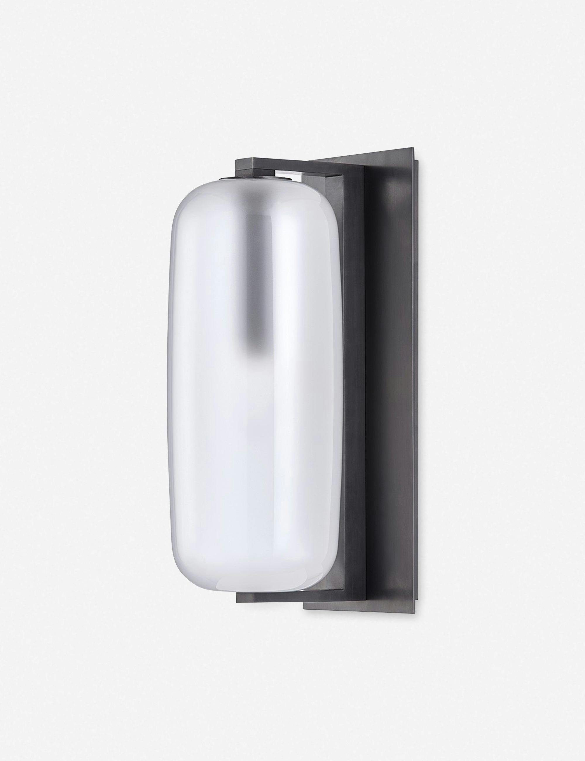 Modern Pebble Bronze Dimmable Cylinder Sconce with Frosted Glass