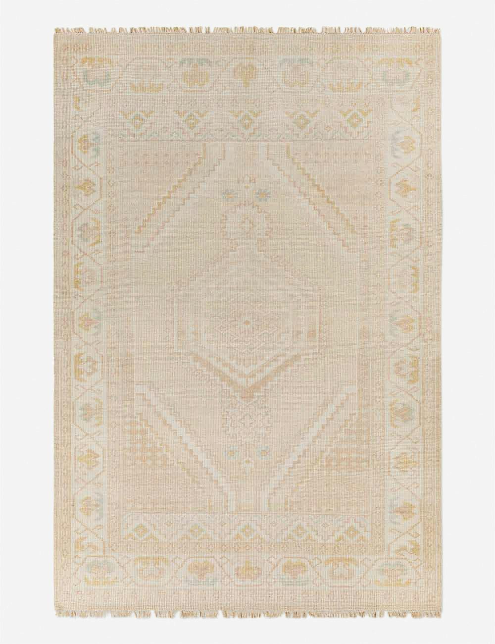 Lotus Bloom Blue Wool-Blend 2' x 3' Hand-Knotted Rug