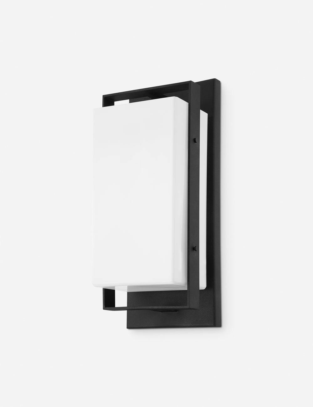 Elegant Black Iron Dimmable Sconce with Opal Etched Glass