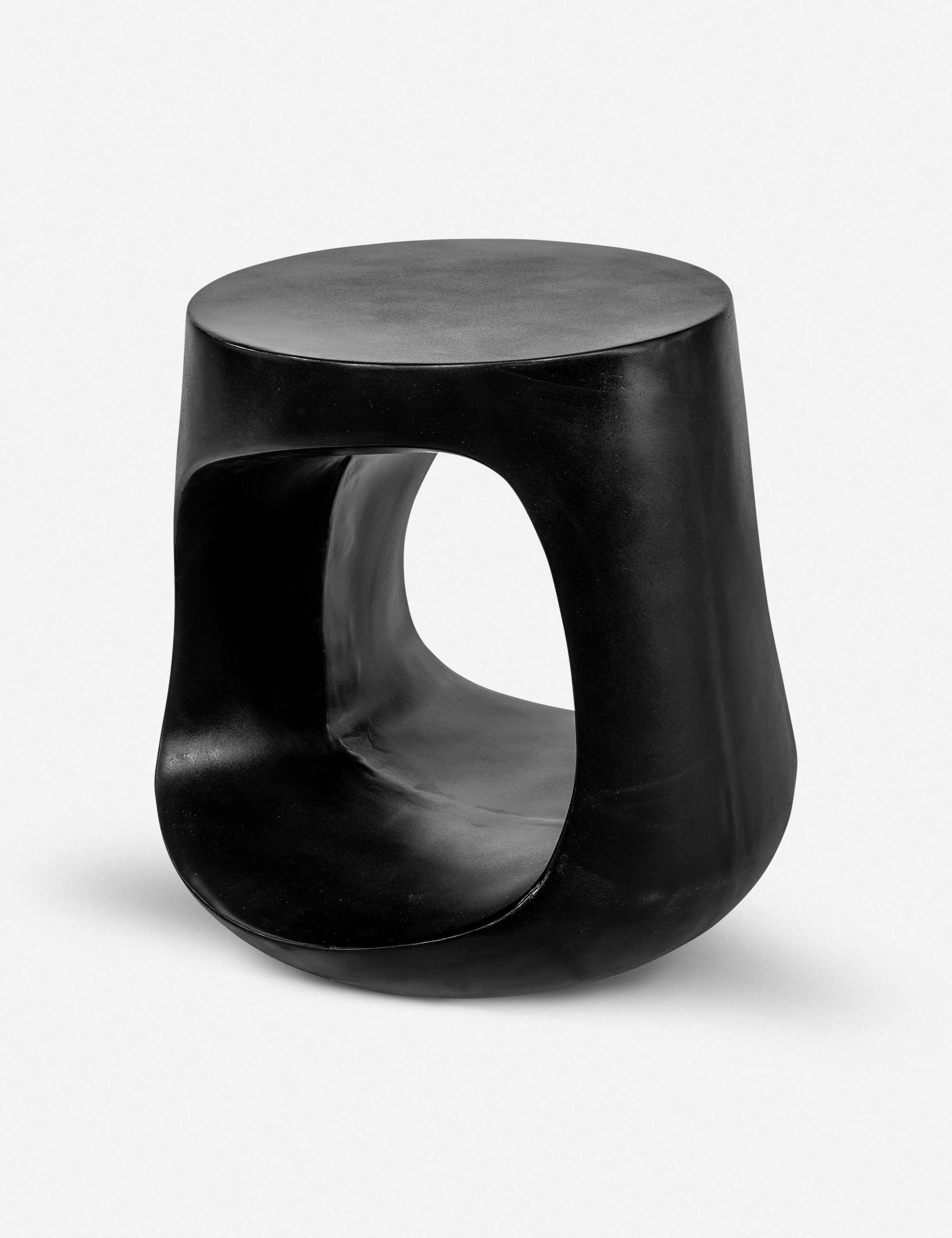 Rothko Contemporary Black Concrete Sculptural Stool 17.75"