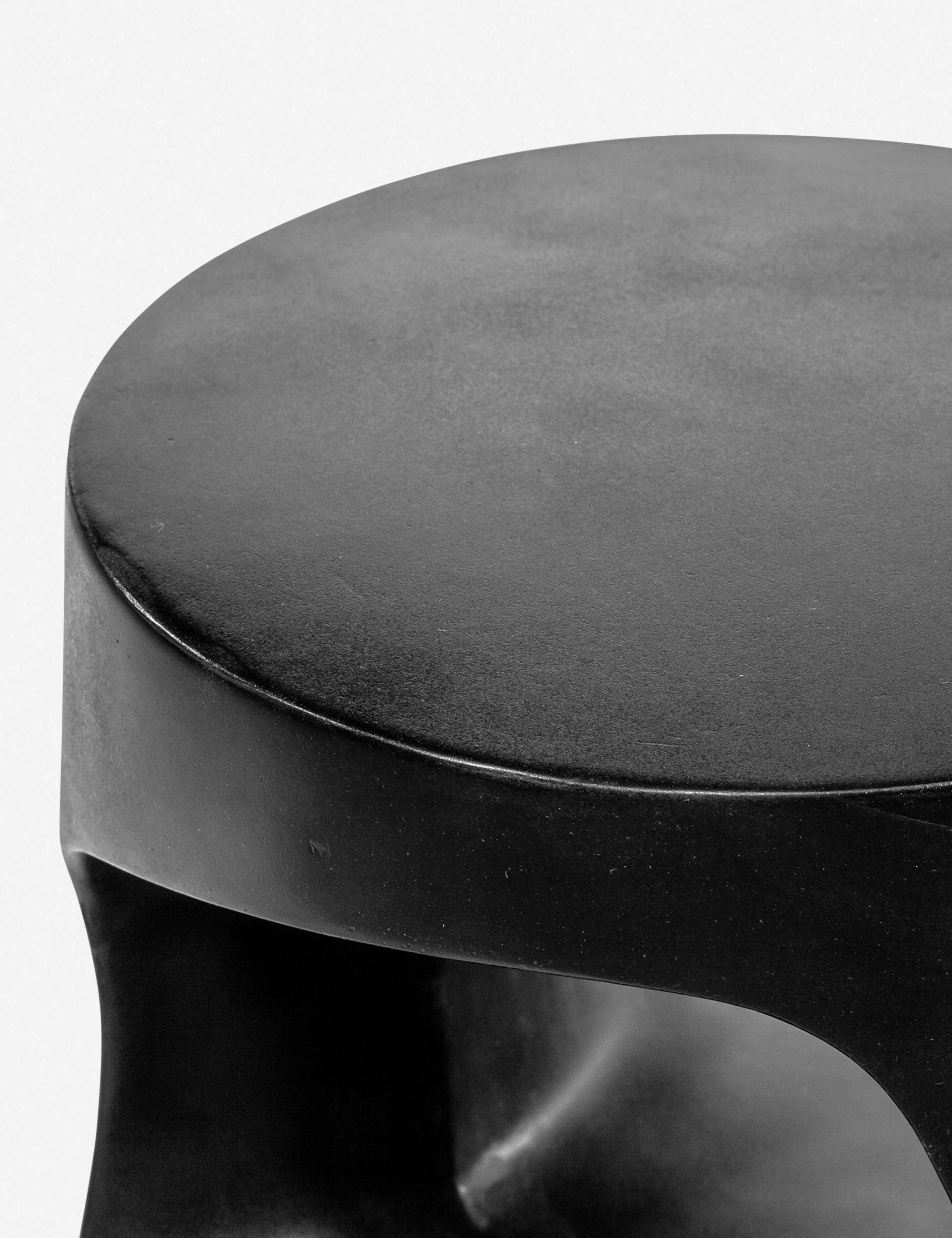 Rothko Contemporary Black Concrete Sculptural Stool 17.75"