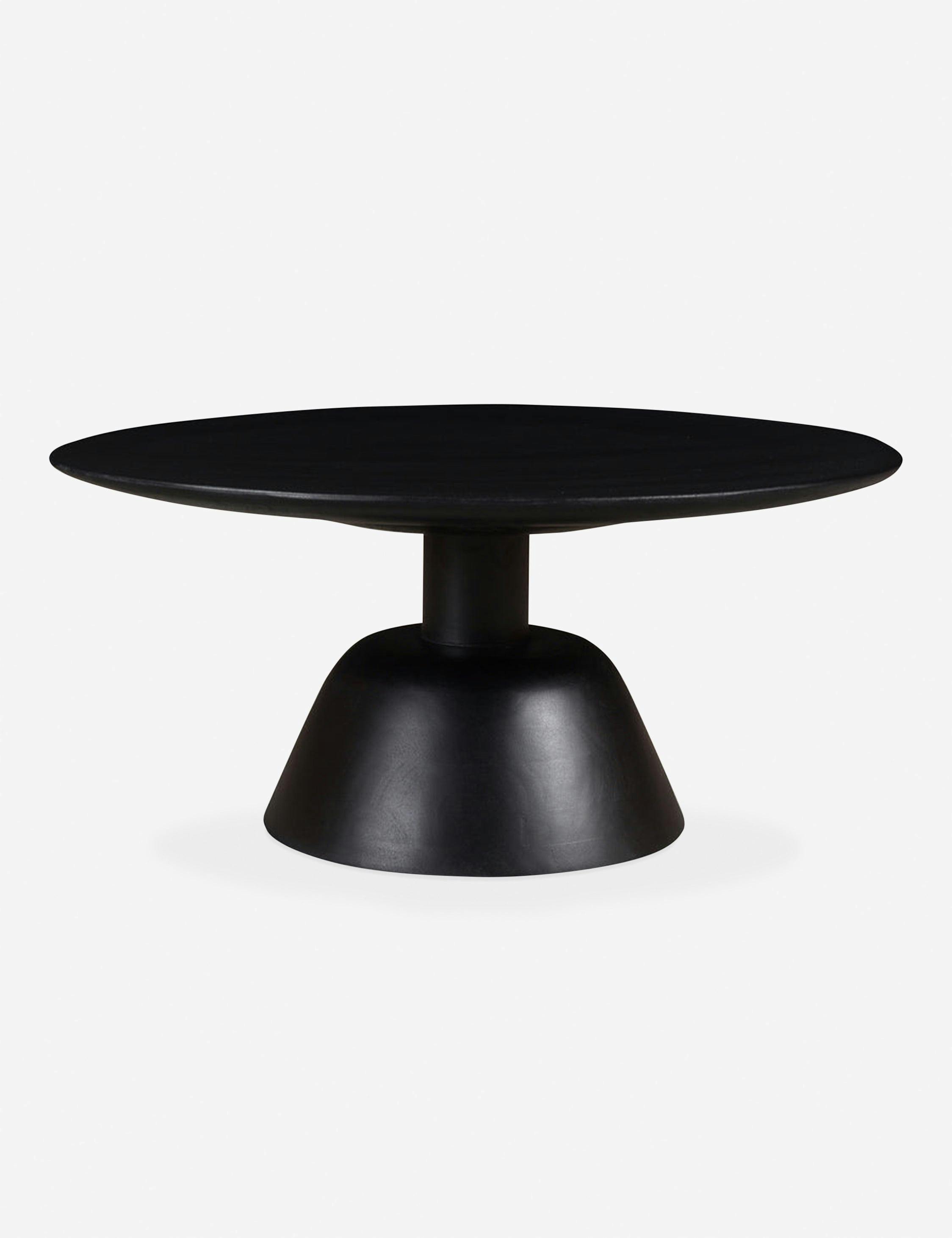 Charcoal Black Mango Wood Round Coffee Table - 55 lb Capacity