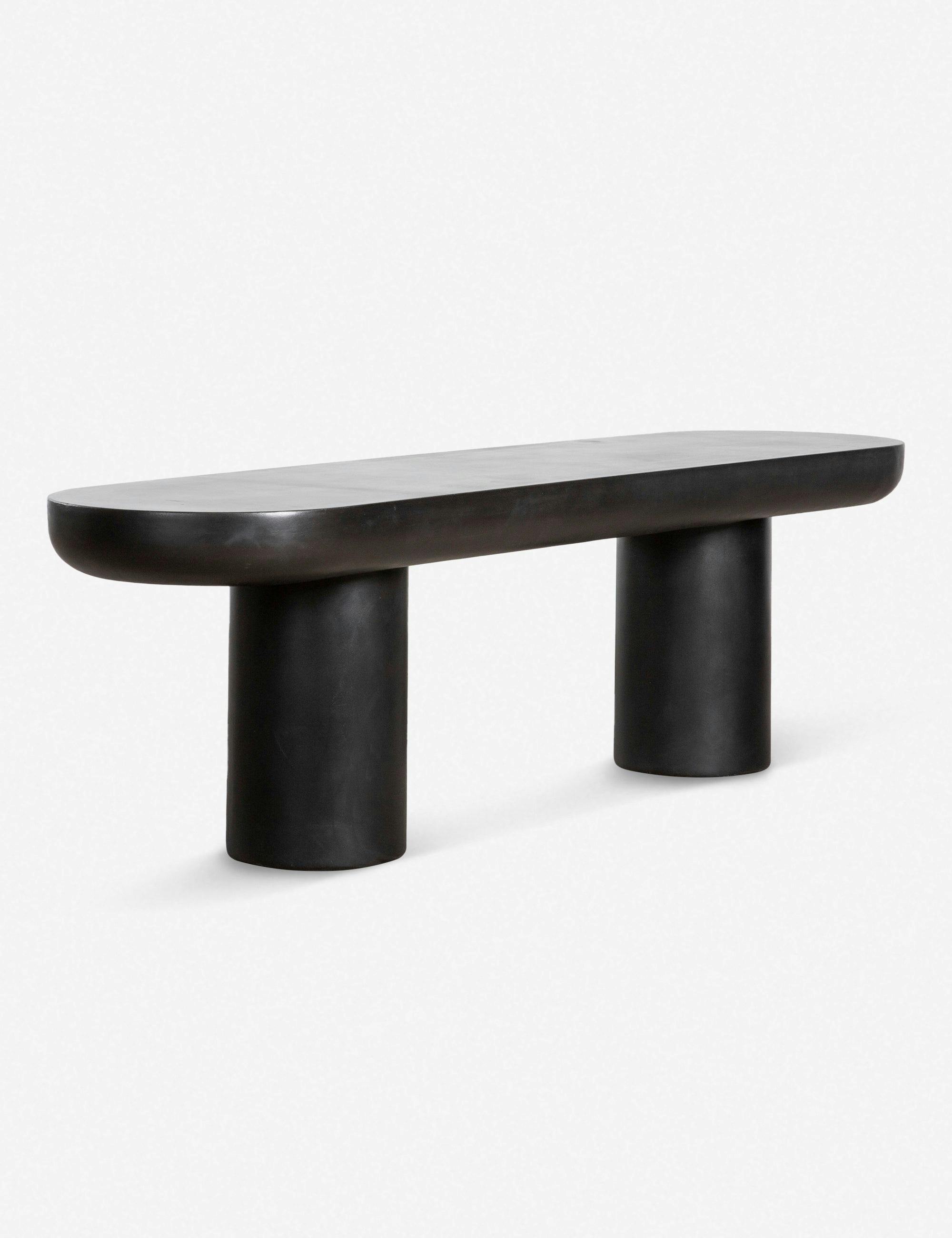 Rocca 68'' Black Cement and Metal Contemporary Bench