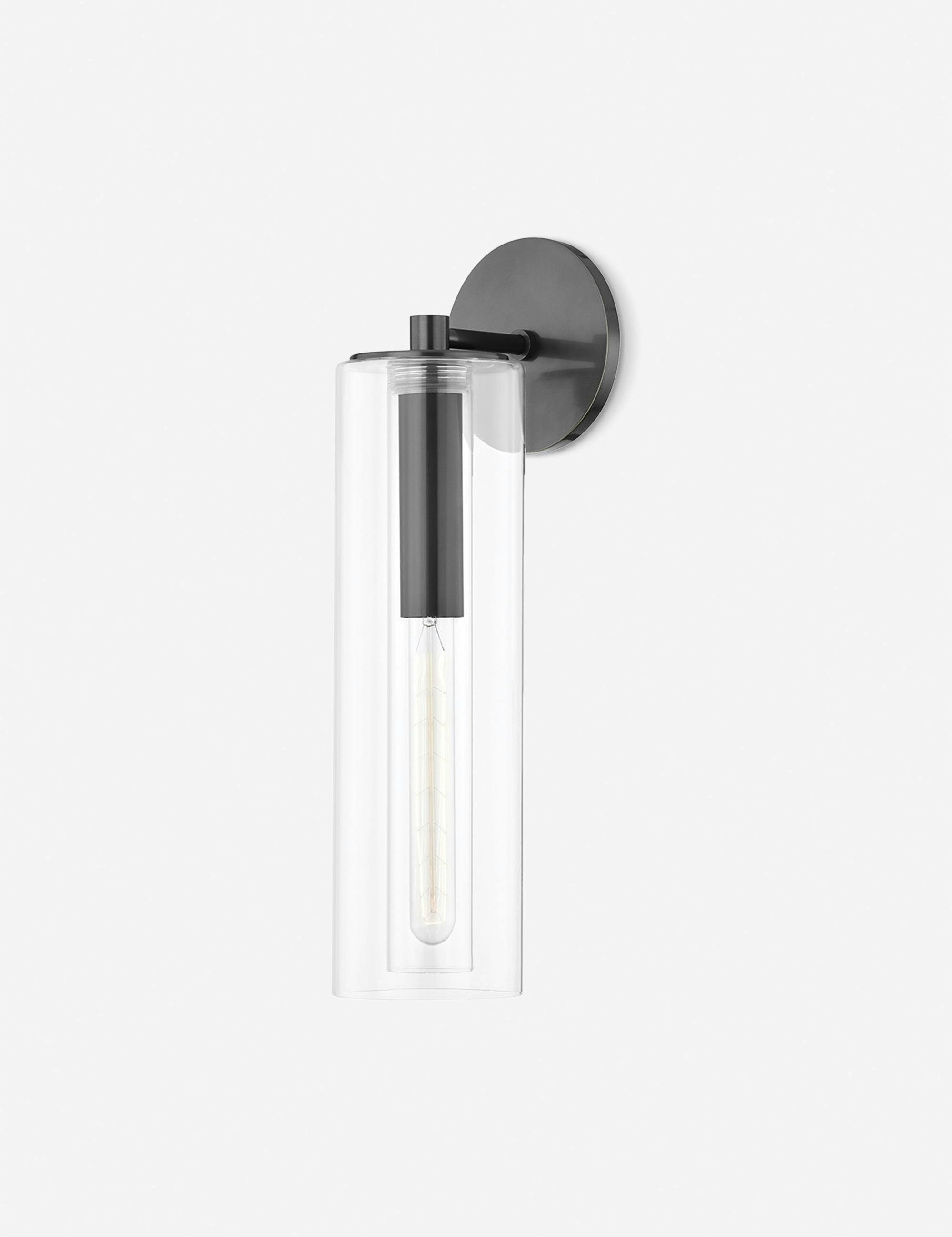 Belinda Modern Old Bronze Cylinder Wall Sconce with Clear Glass