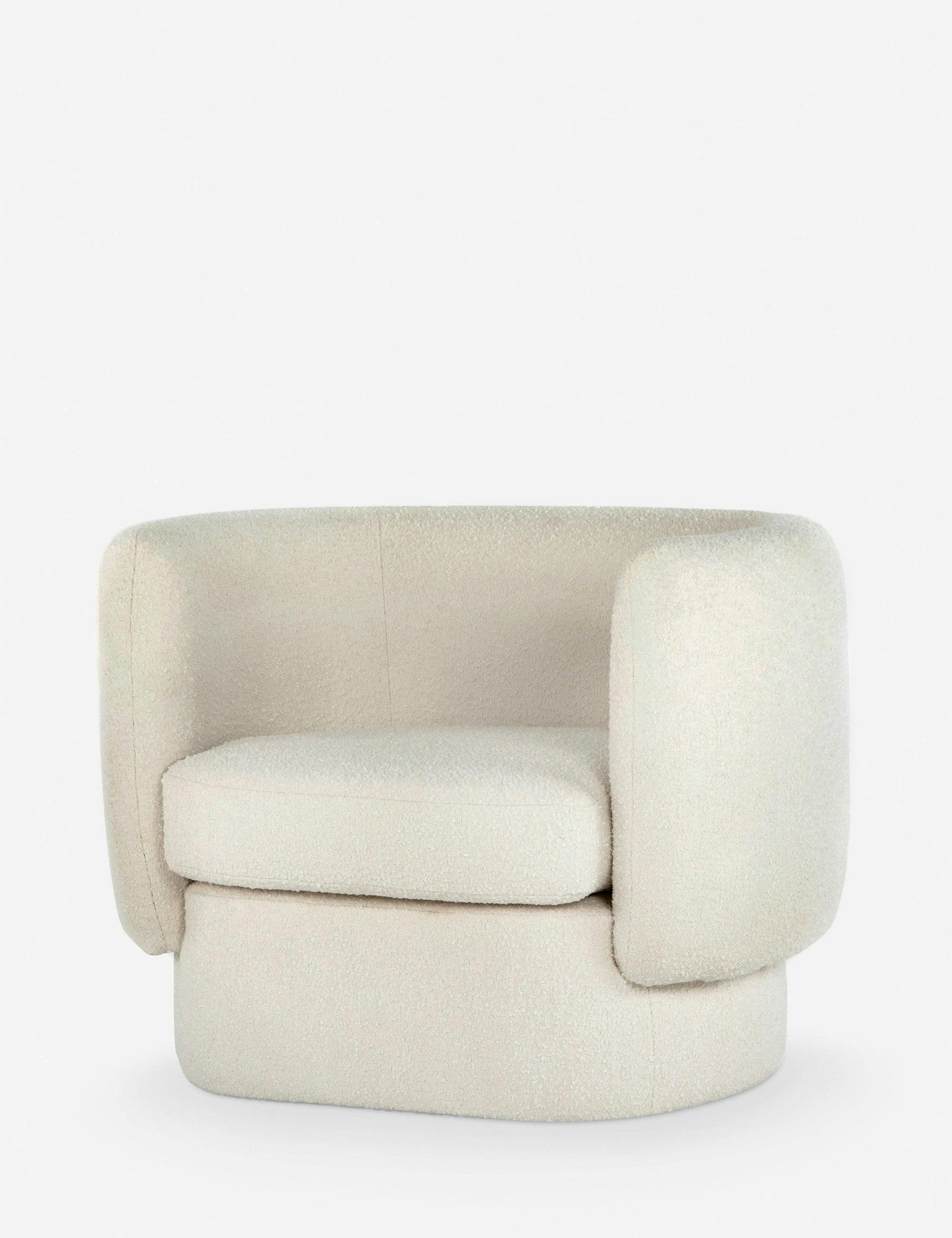 Maya White Curved Barrel Accent Chair with Foam Cushions