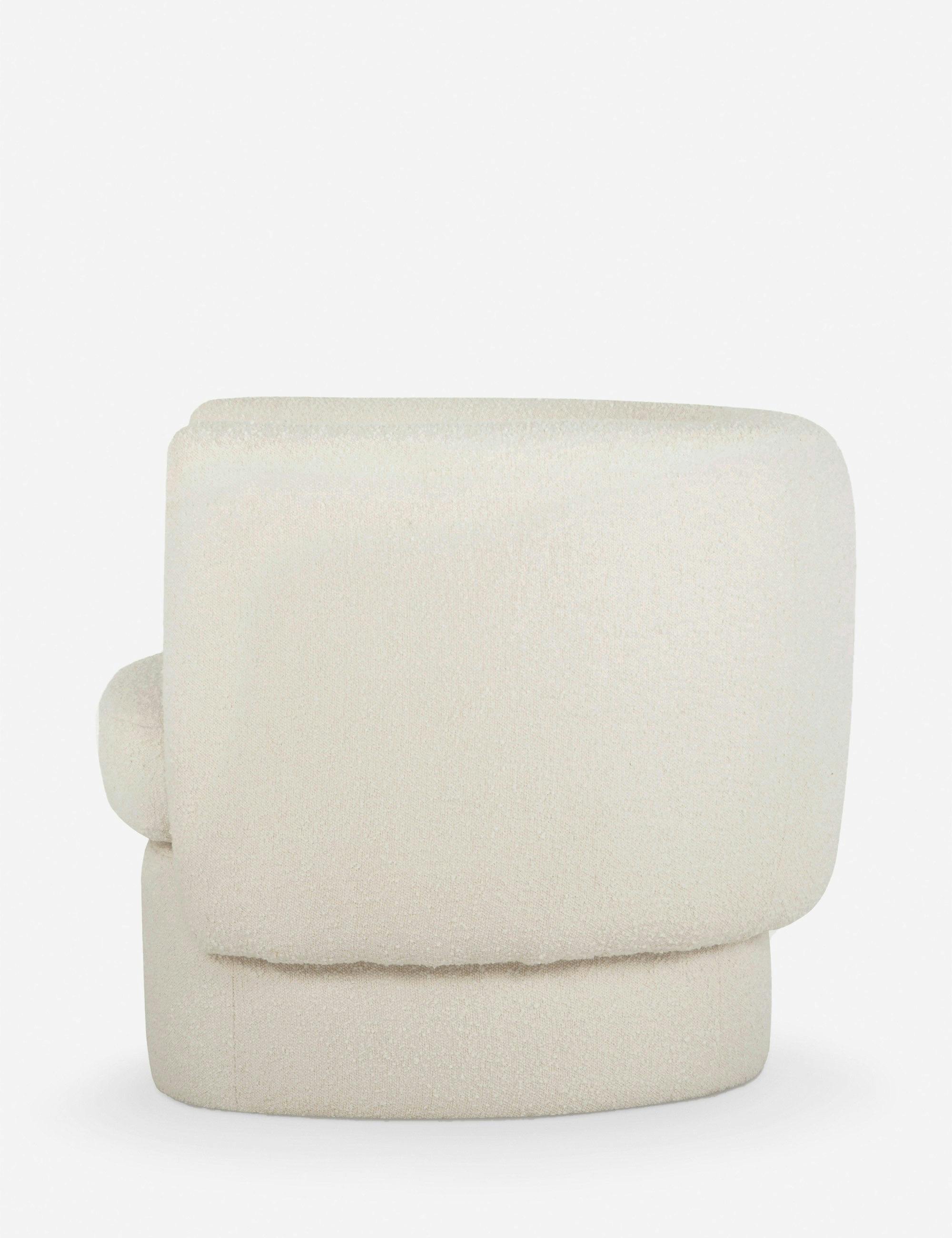 Maya White Curved Barrel Accent Chair with Foam Cushions