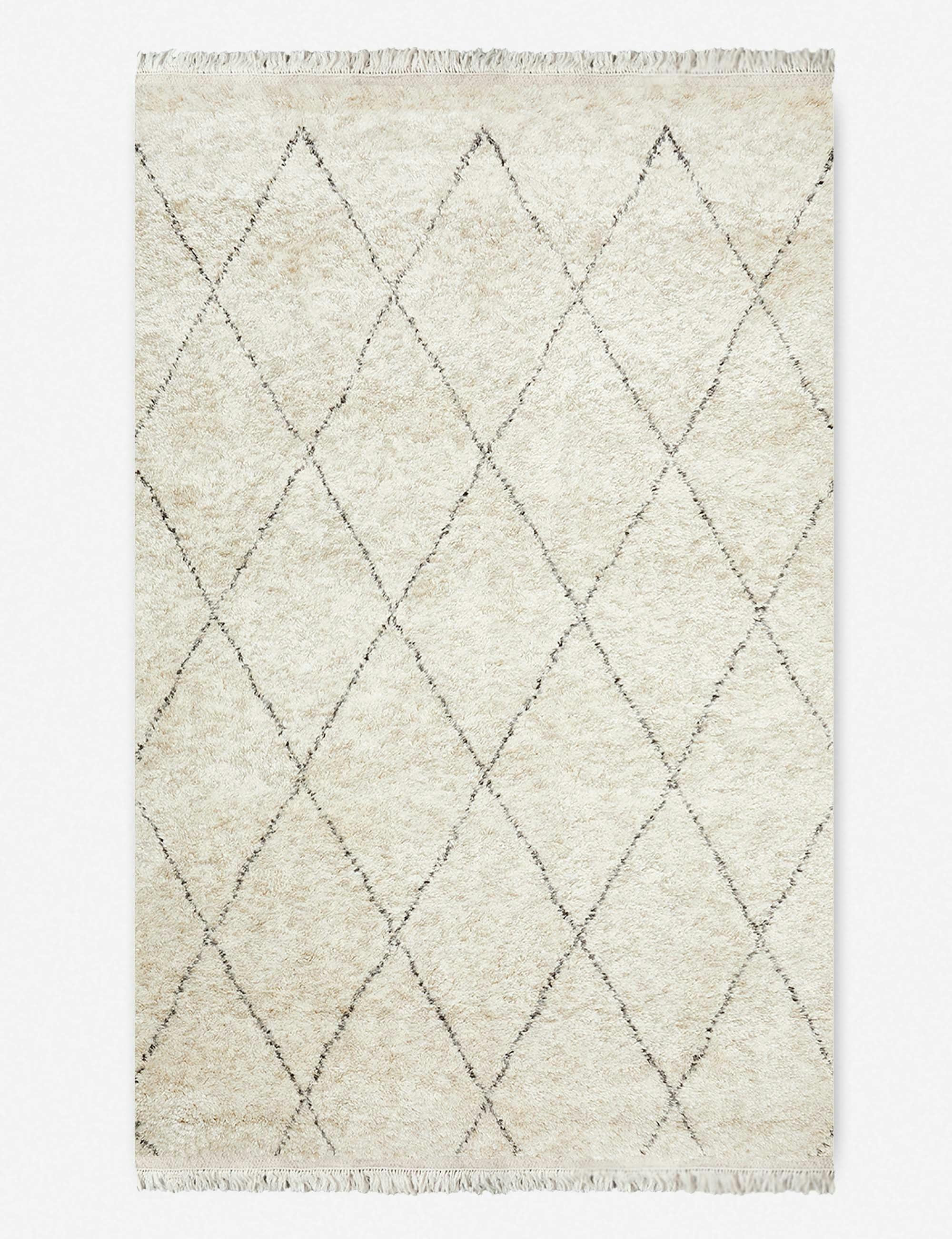 Ivory Wool-Viscose Blend Hand-Knotted Moroccan Shag Rug - 8' x 10'